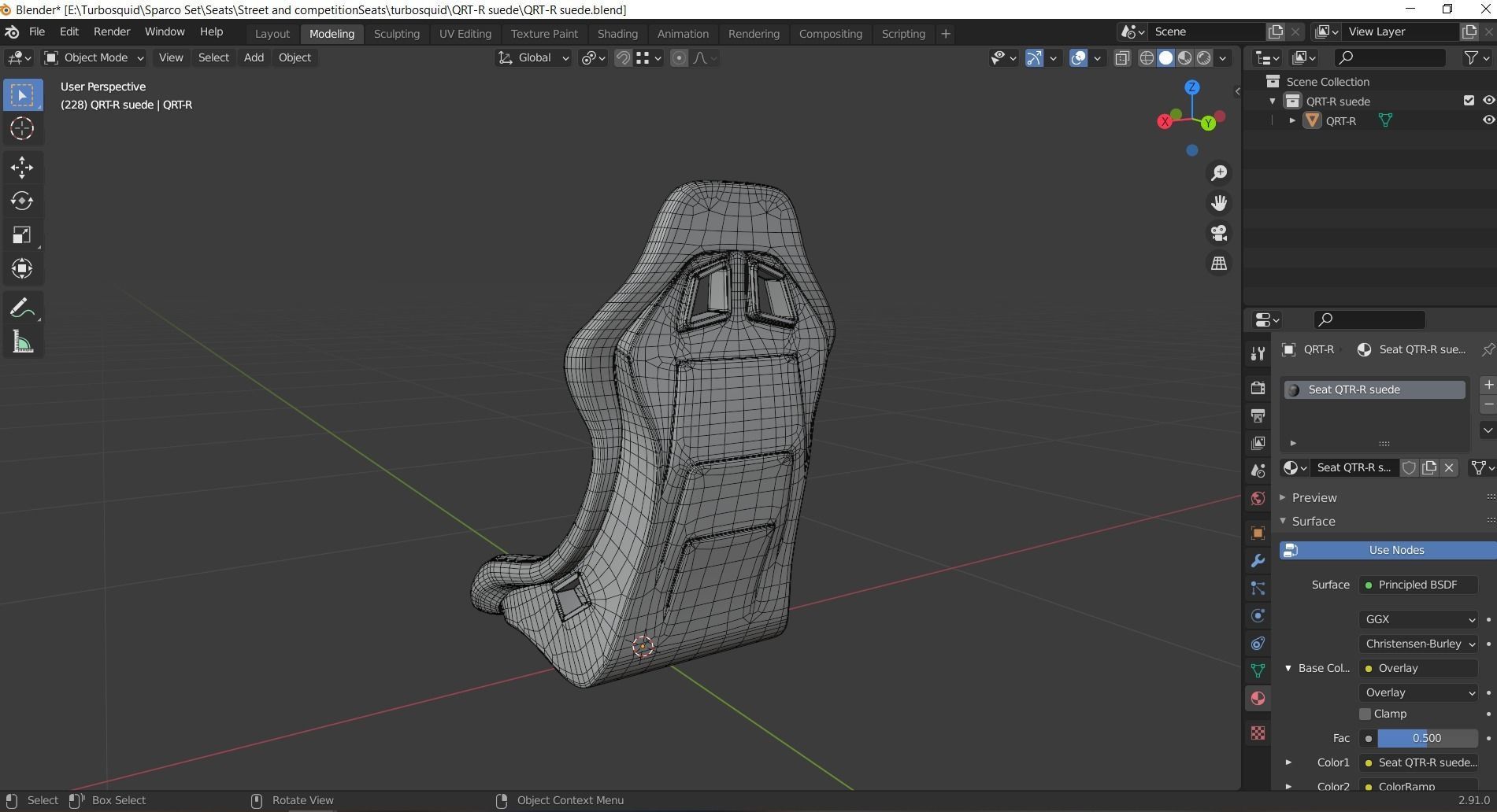 Racing Seat Sparco QRT-R suede Black 3D model_11