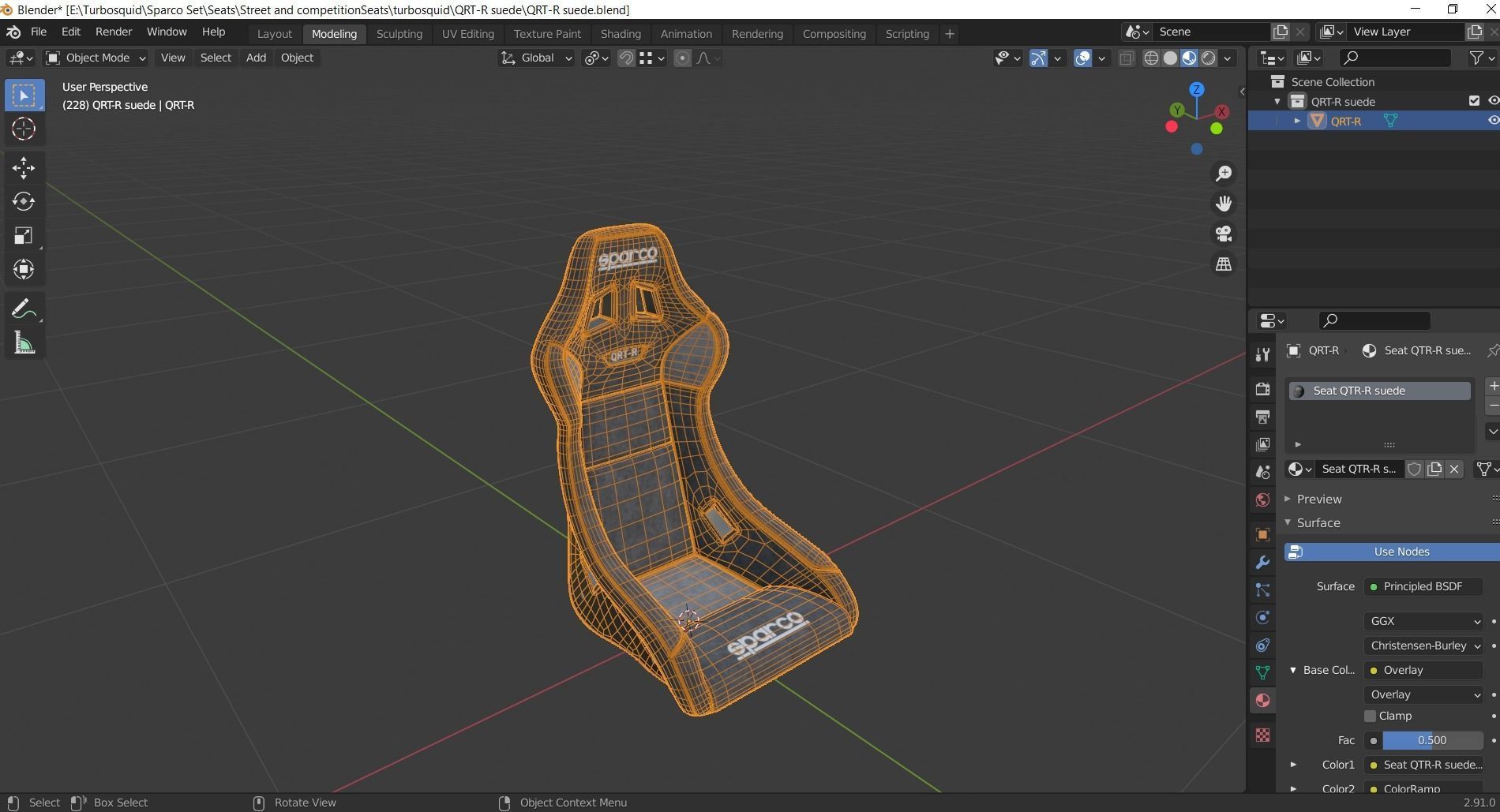 Racing Seat Sparco QRT-R suede Black 3D model_10