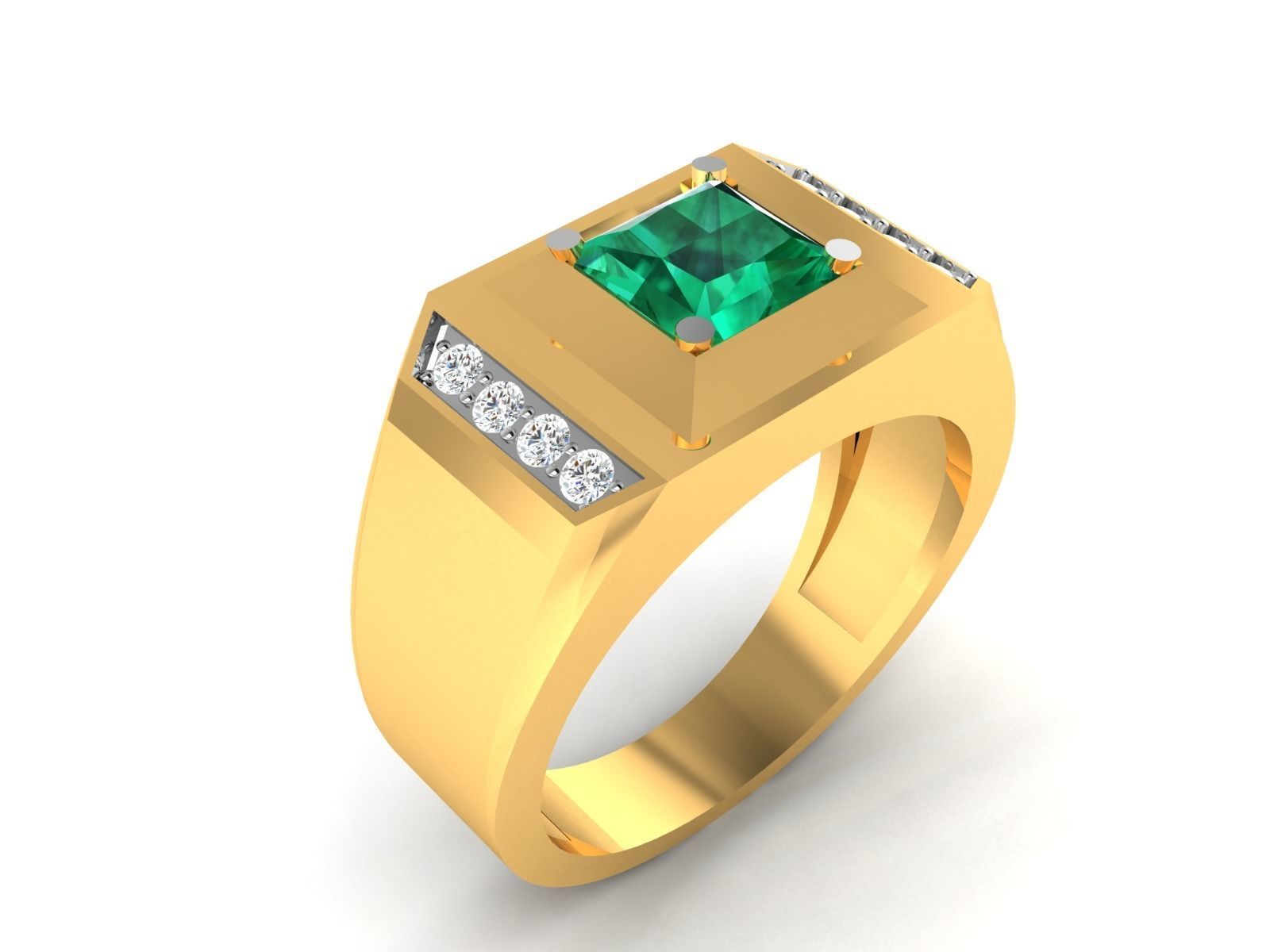 Solitaire Wedding Engagement Asscher Ring 3D print model_1