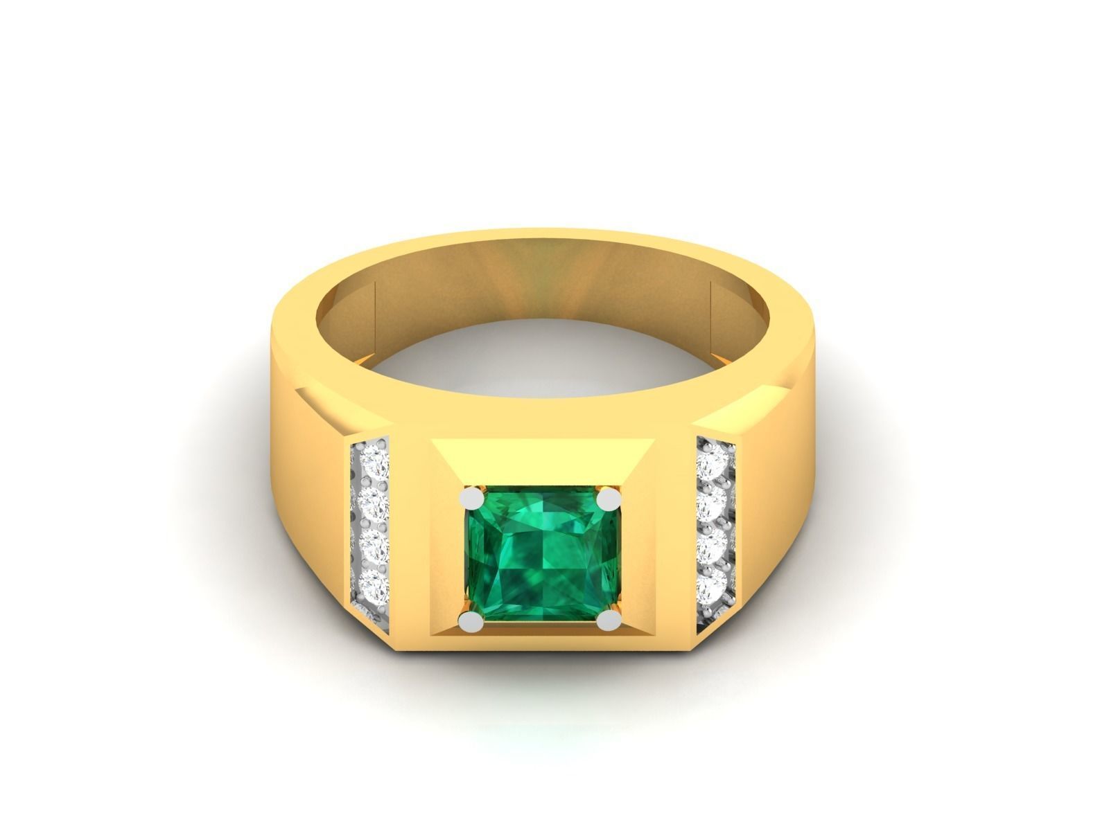 Solitaire Wedding Engagement Asscher Ring 3D print model_7