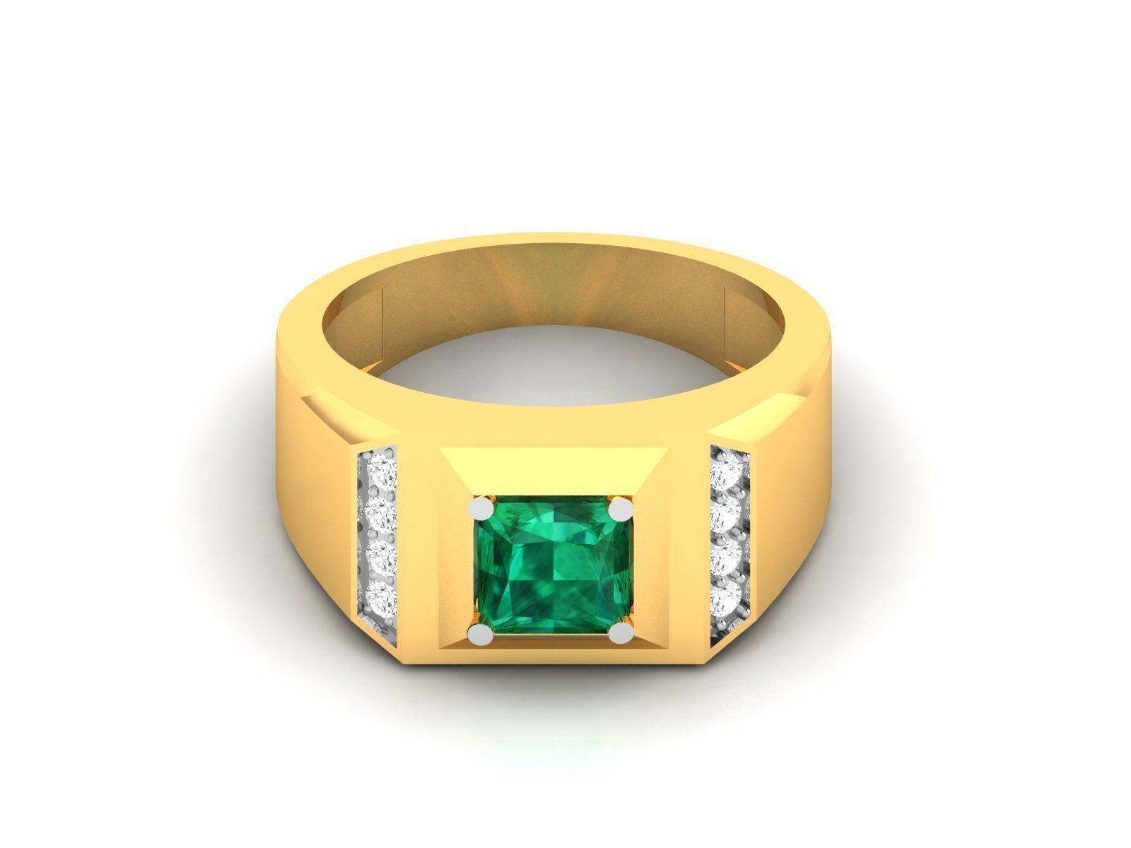 Solitaire Wedding Engagement Asscher Ring 3D print model_8