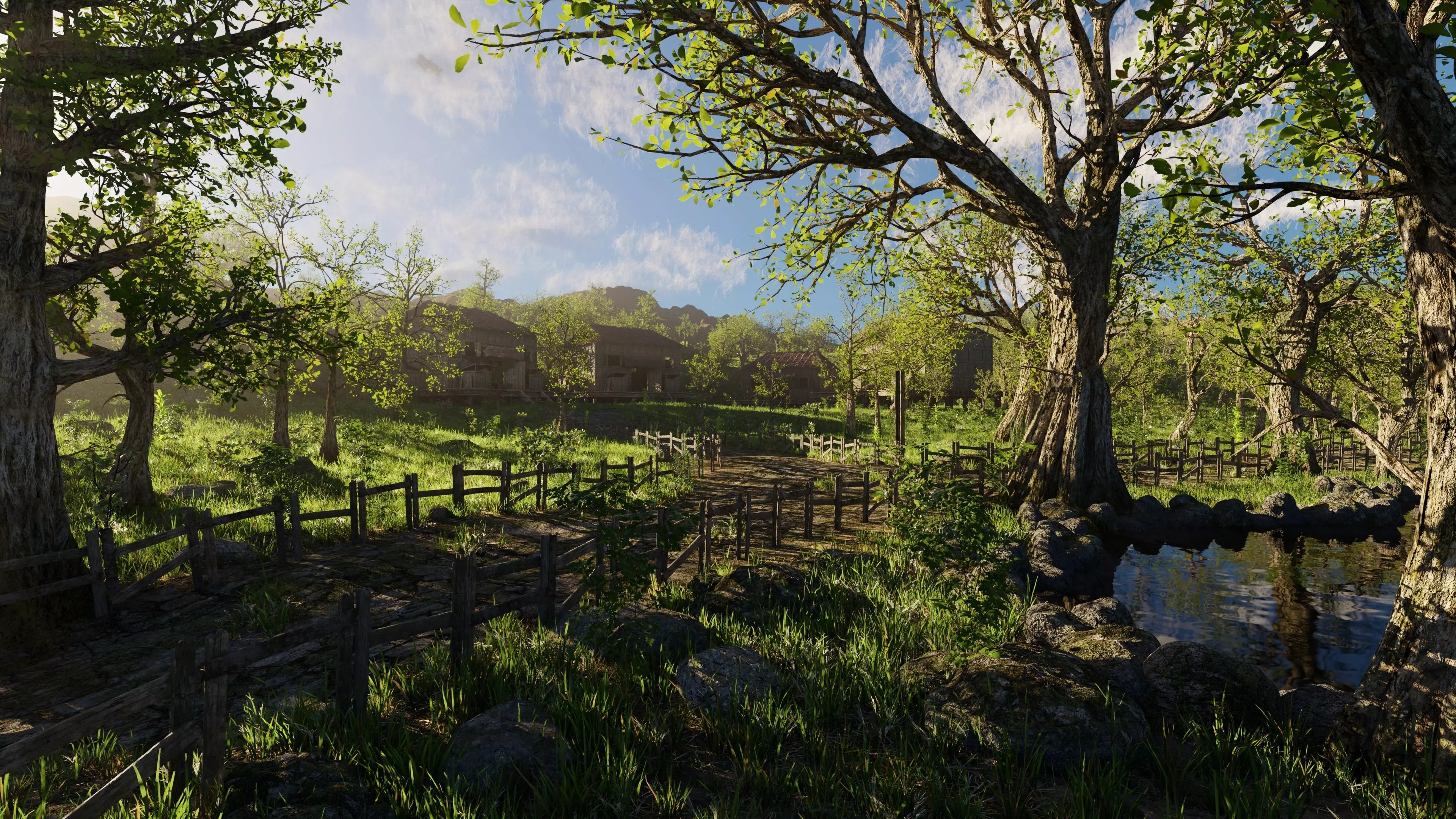 Pond Village Scene 3D model