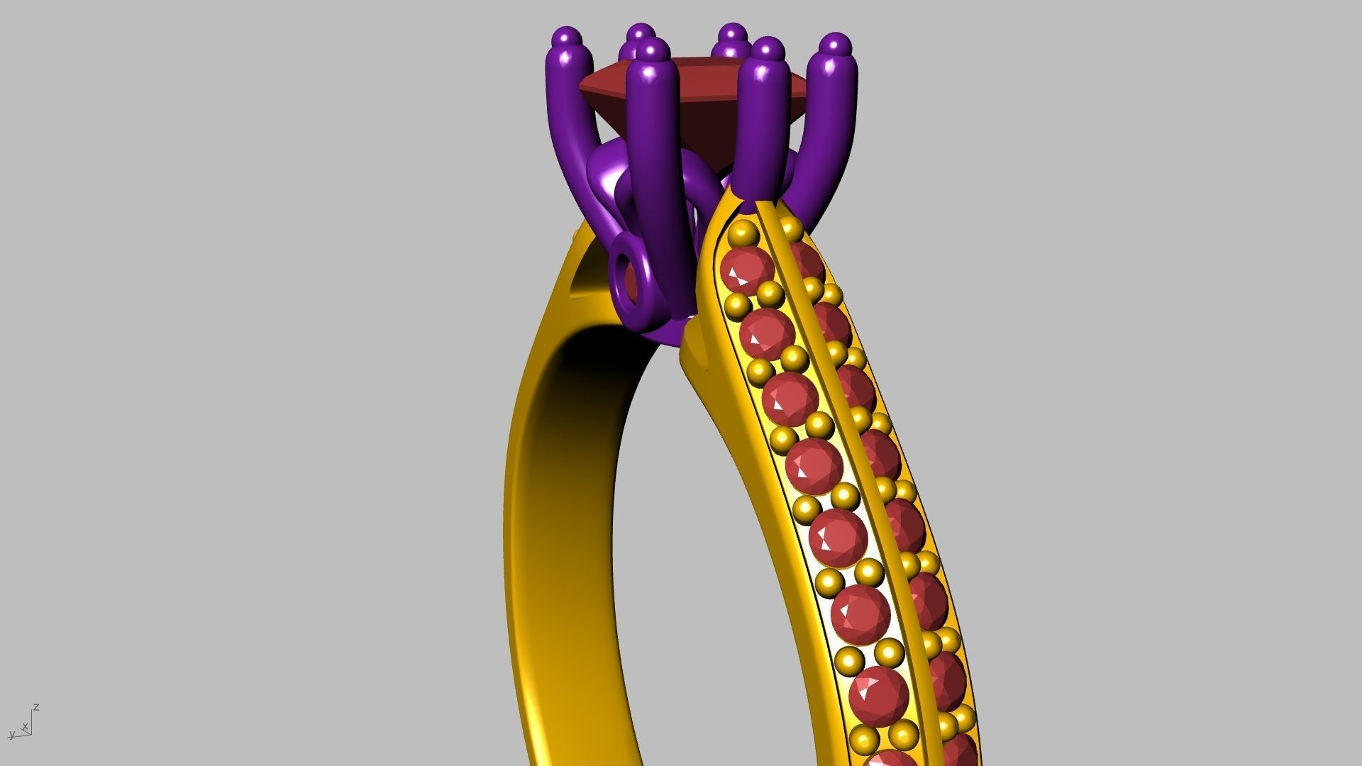 princess cut leaf shank designer ring stl verified 3D print model_19