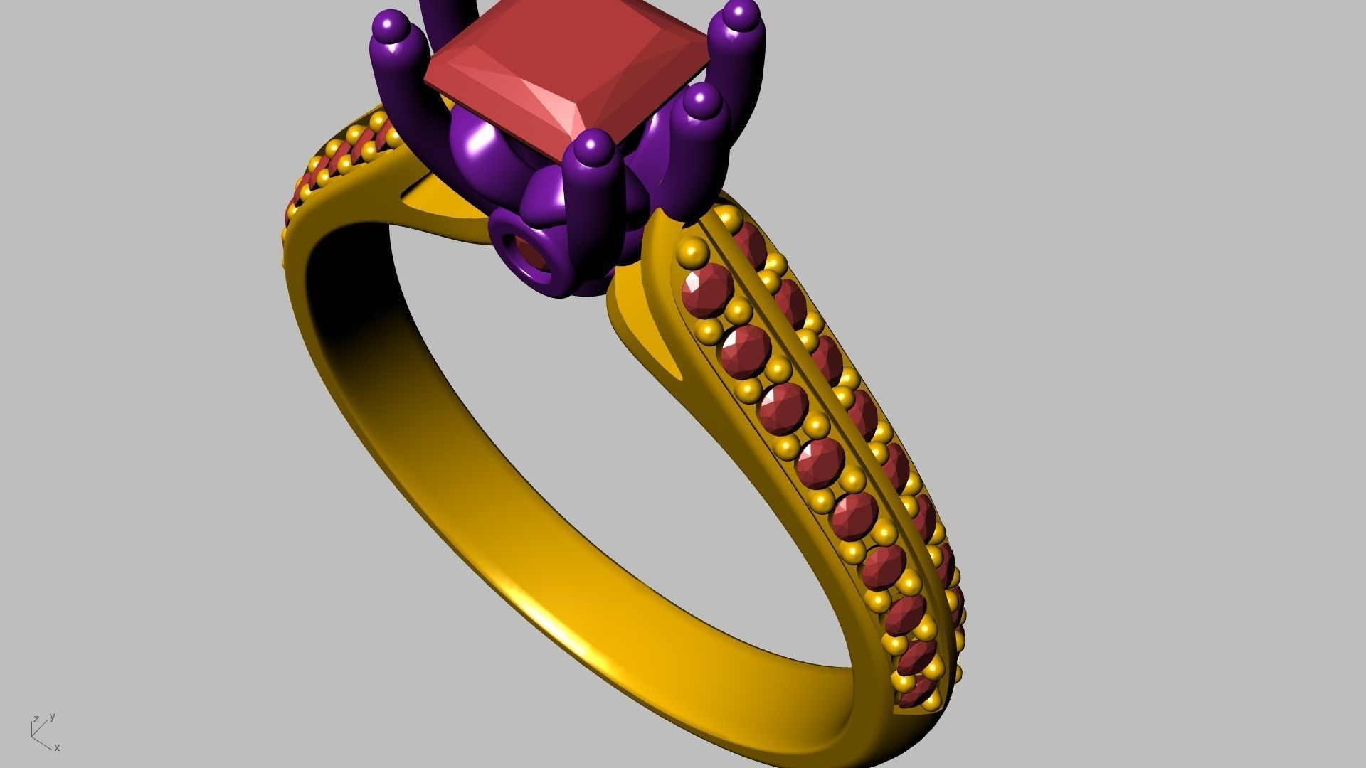 princess cut leaf shank designer ring stl verified 3D print model_27