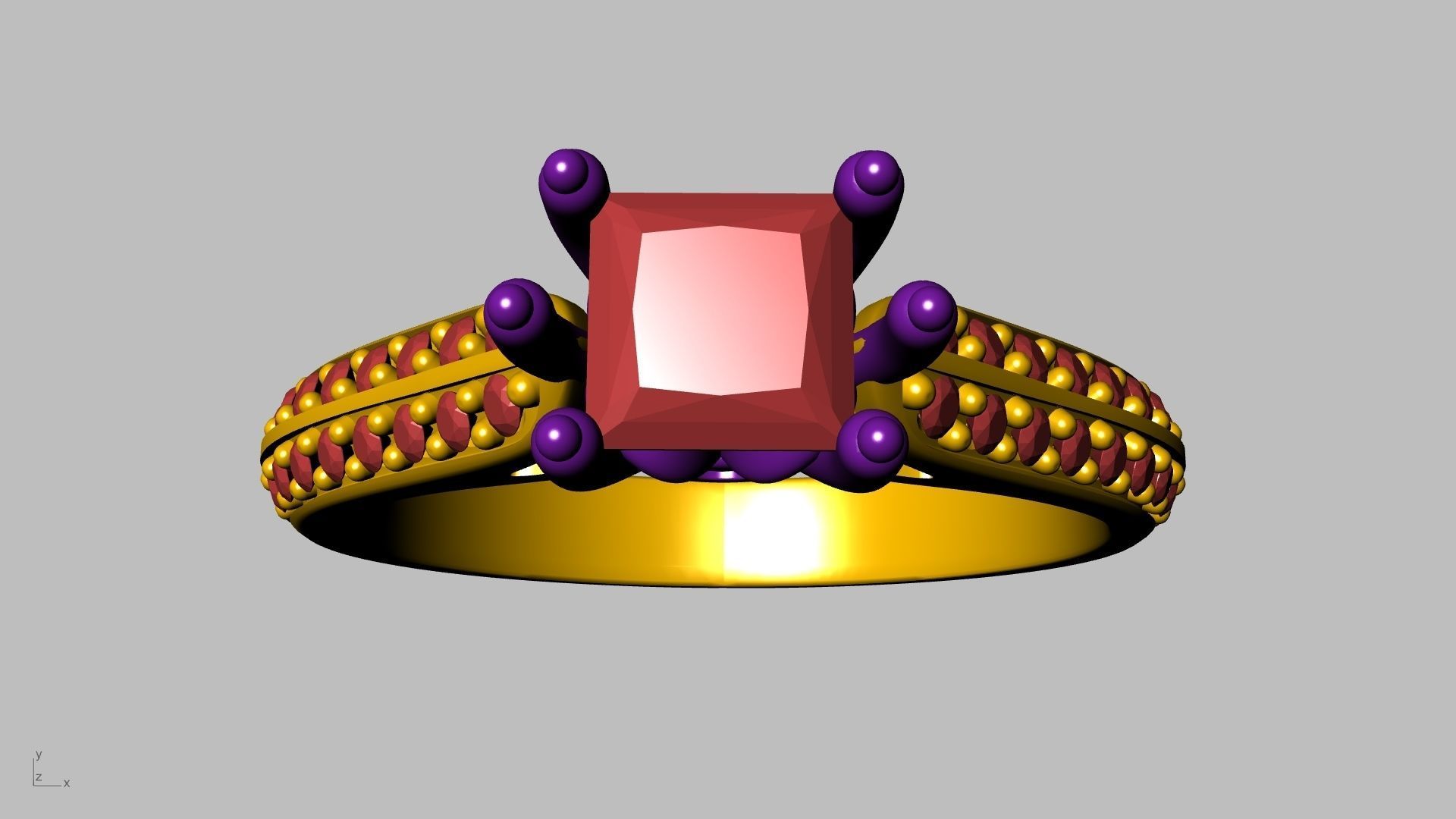 princess cut leaf shank designer ring stl verified 3D print model_25