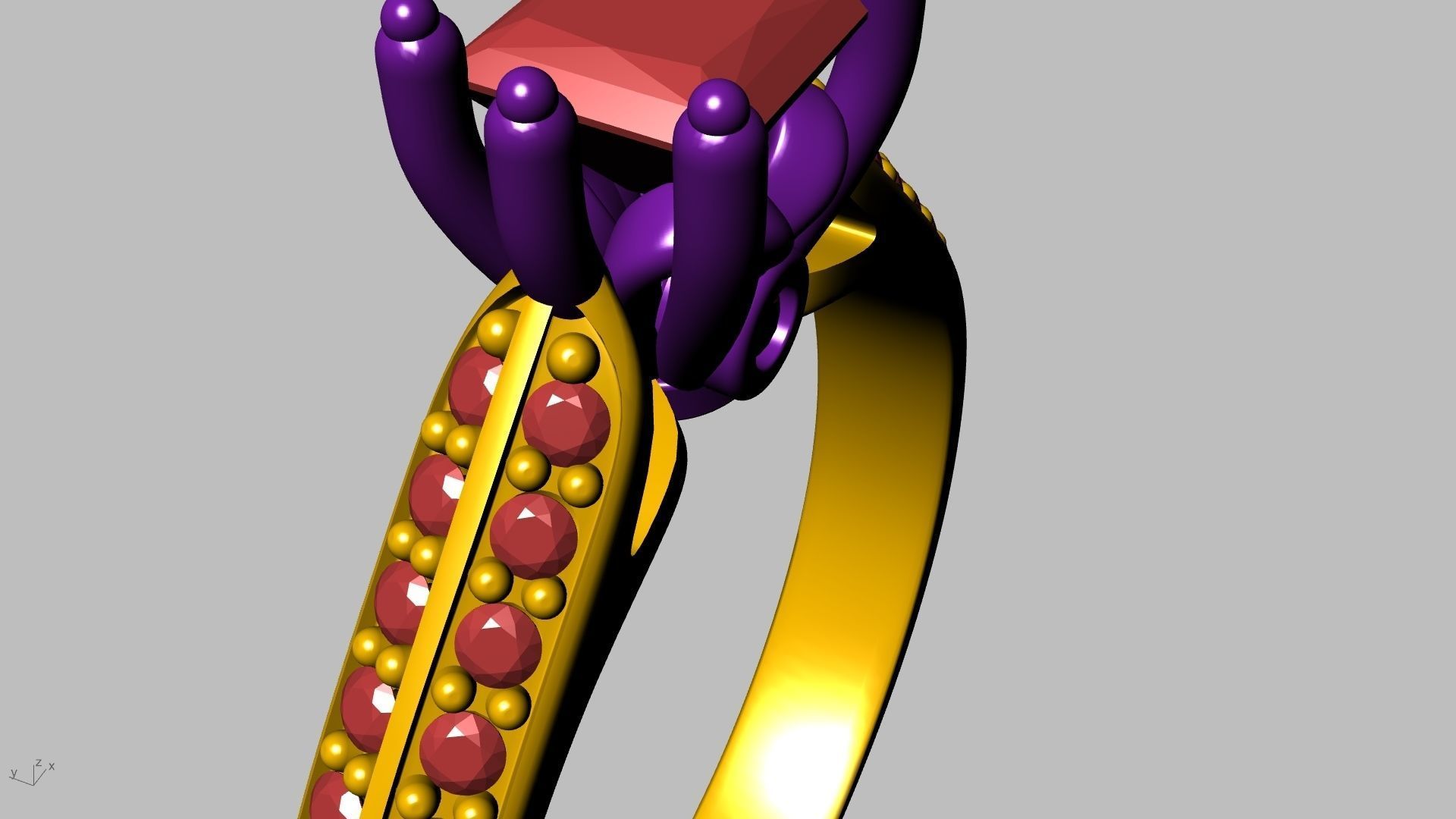 princess cut leaf shank designer ring stl verified 3D print model_26