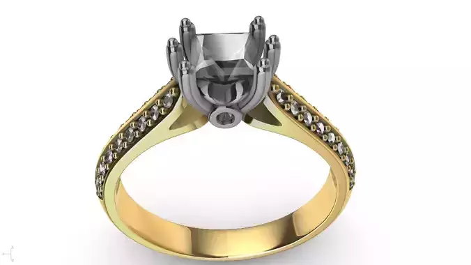 princess cut leaf shank designer ring stl verified 
