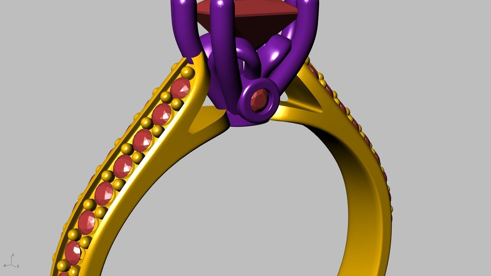 princess cut leaf shank designer ring stl verified 3D print model_18