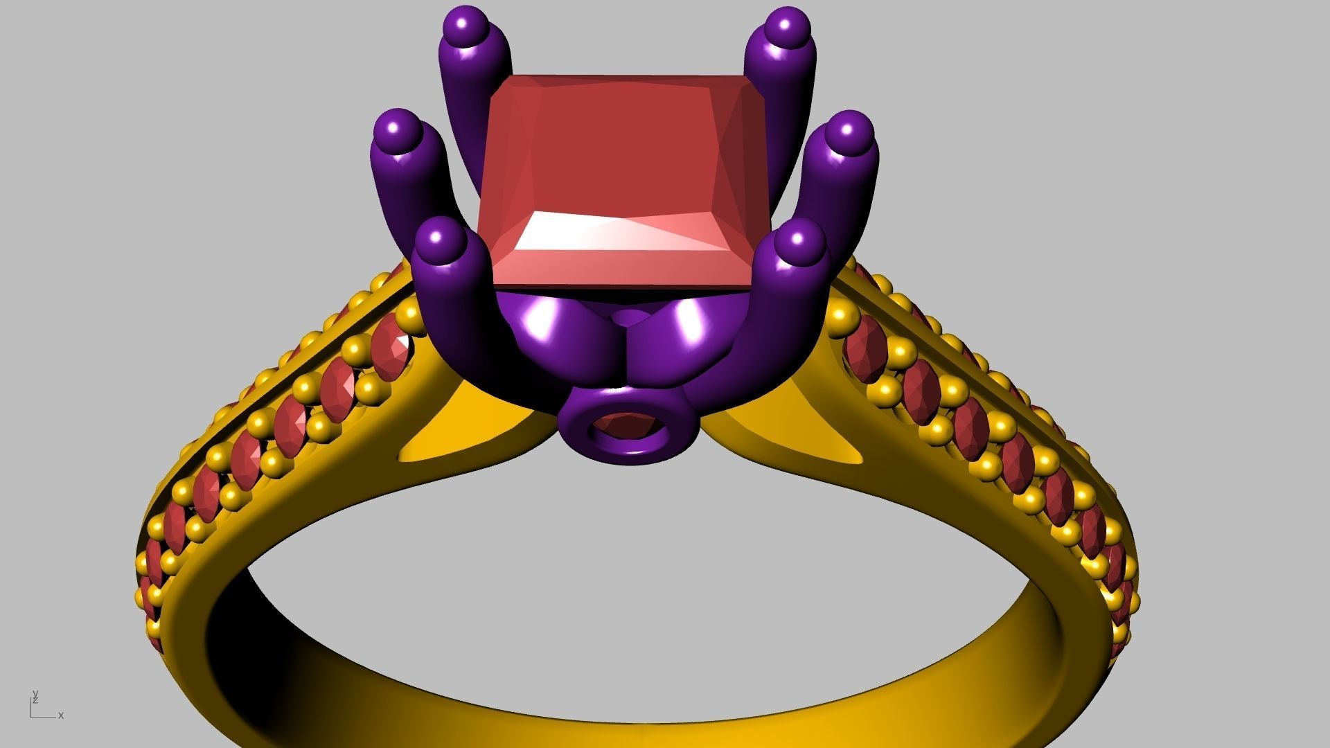 princess cut leaf shank designer ring stl verified 3D print model_21