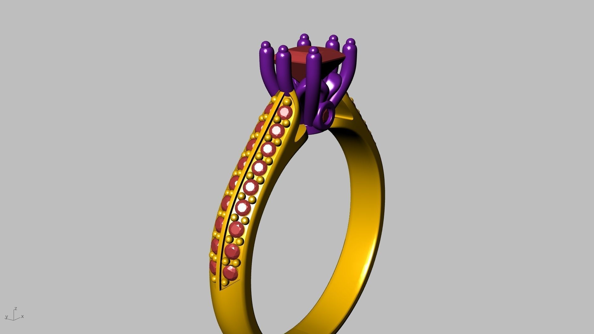 princess cut leaf shank designer ring stl verified 3D print model_30