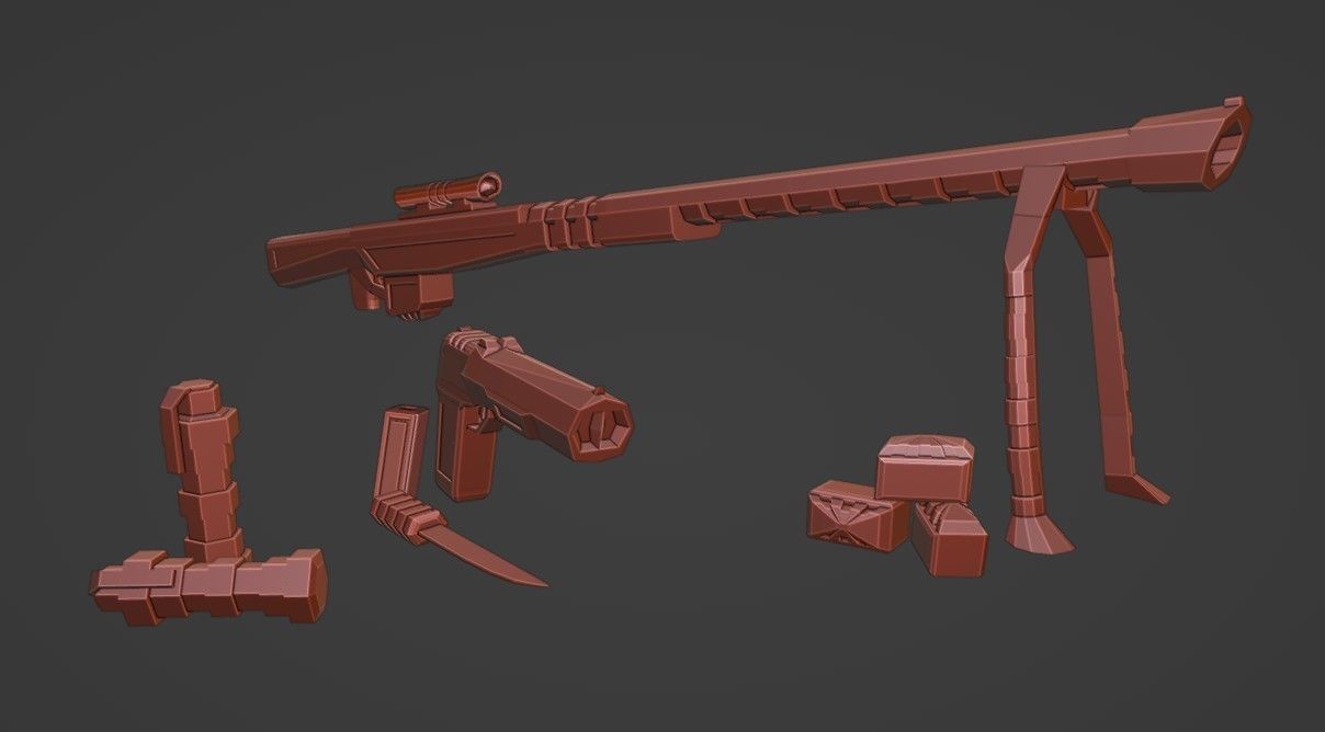  weapons of the future Low-poly 3D model_4