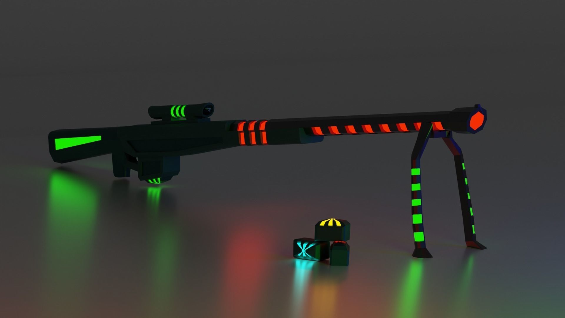  weapons of the future Low-poly 3D model_1