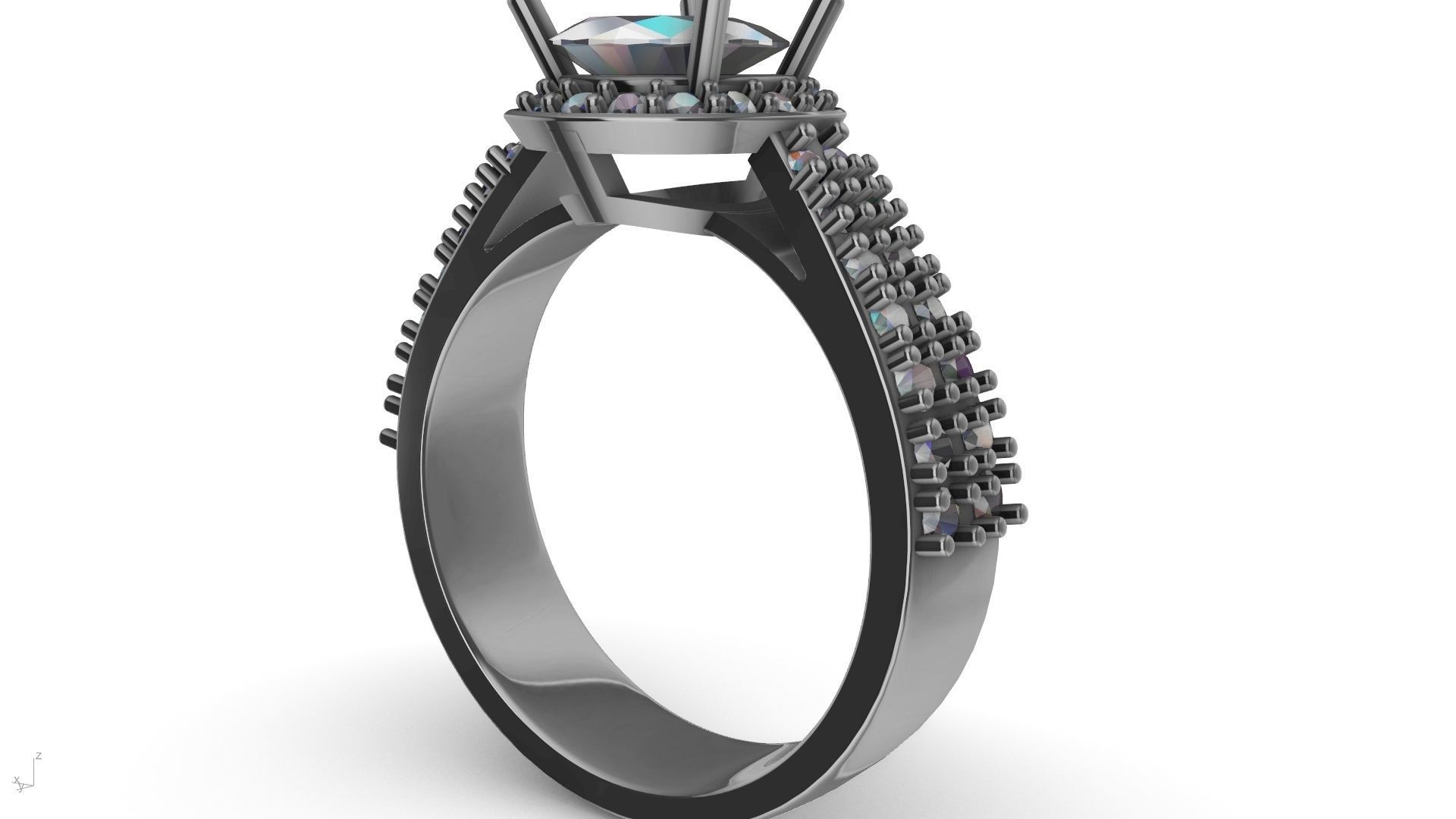 pear brilliant  designer ring stl verified  3D print model_18