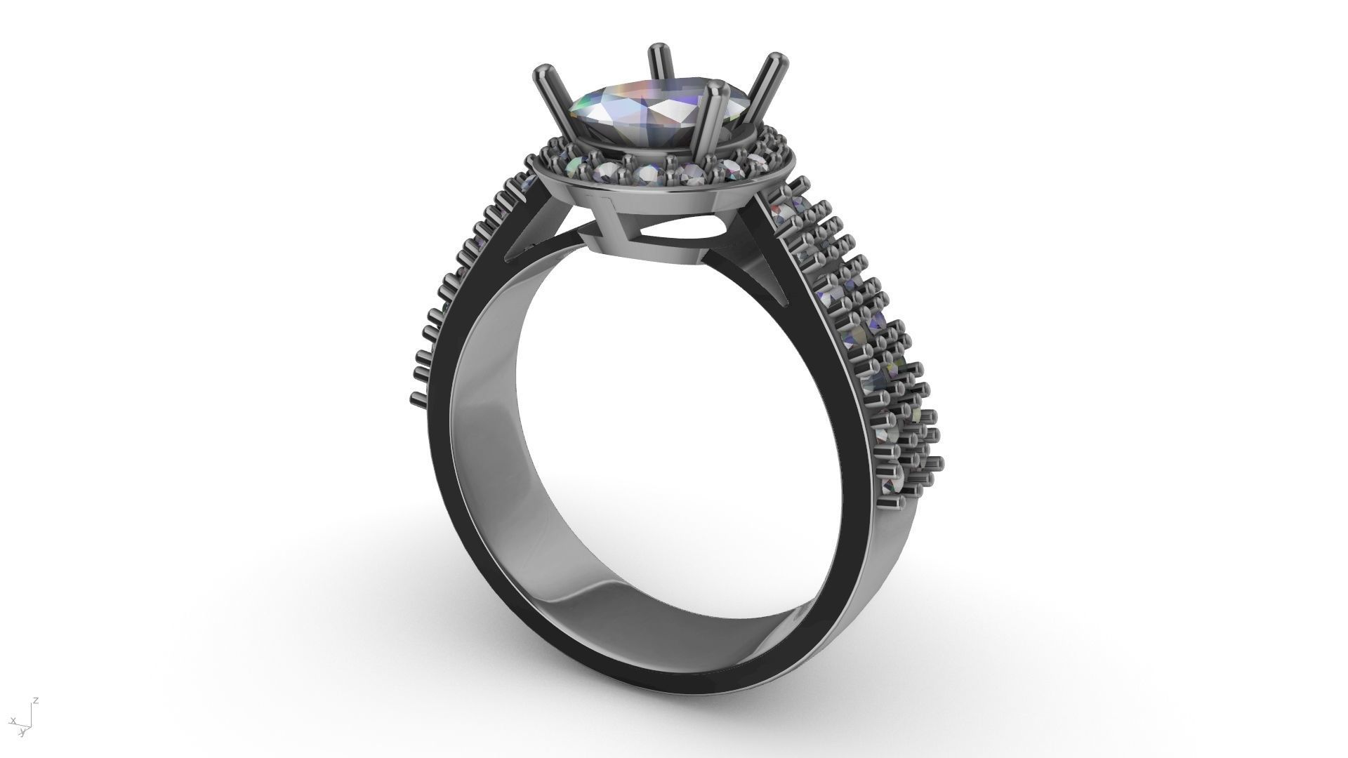 pear brilliant  designer ring stl verified  3D print model_5