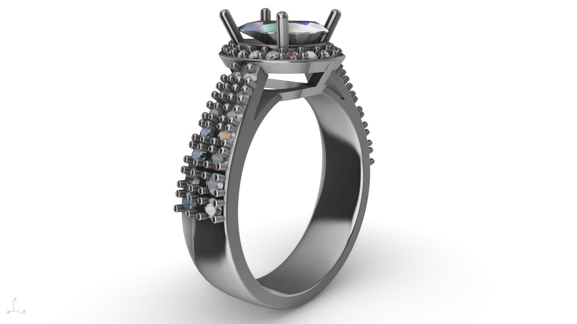 pear brilliant  designer ring stl verified  3D print model_4