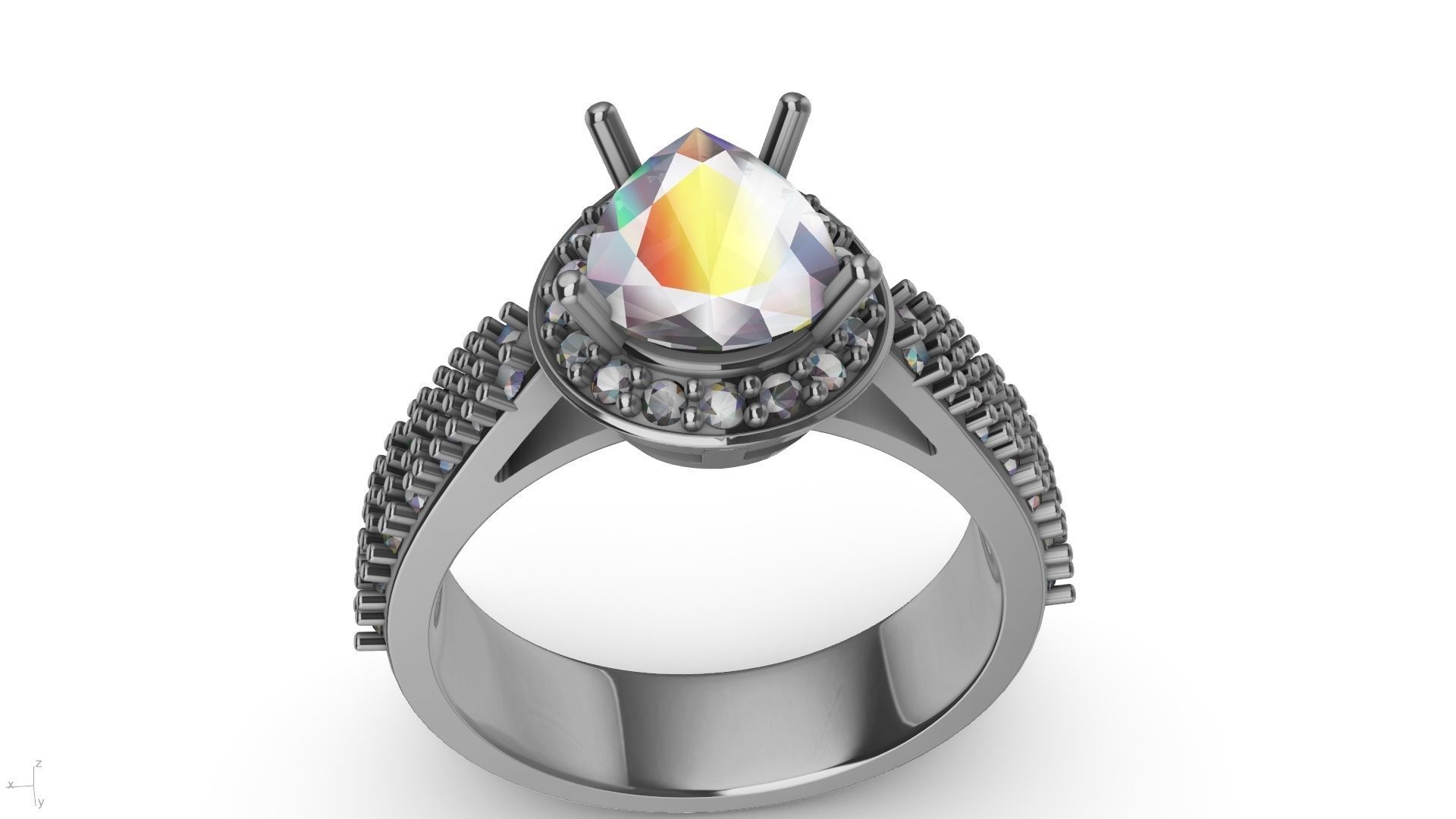 pear brilliant  designer ring stl verified  3D print model_19