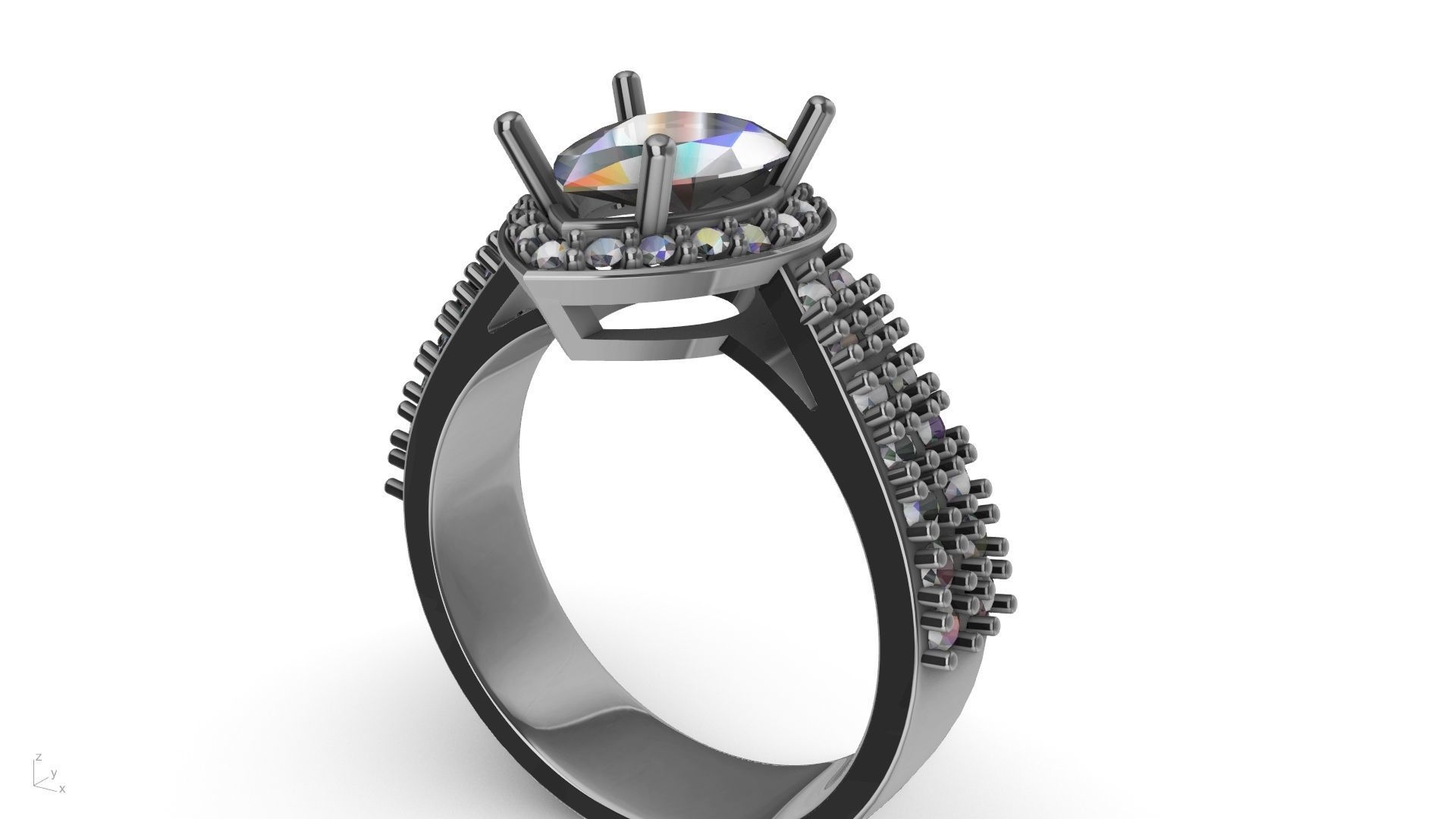 pear brilliant  designer ring stl verified  3D print model_14