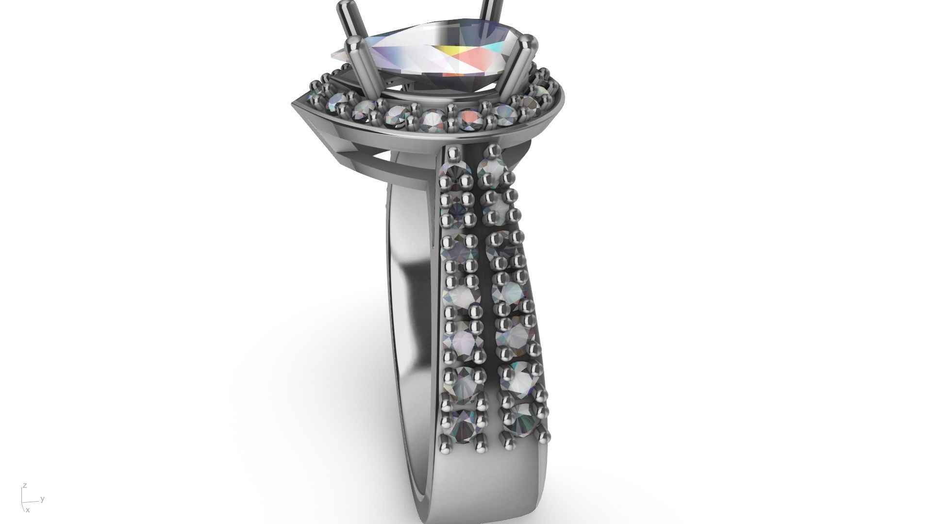 pear brilliant  designer ring stl verified  3D print model_8