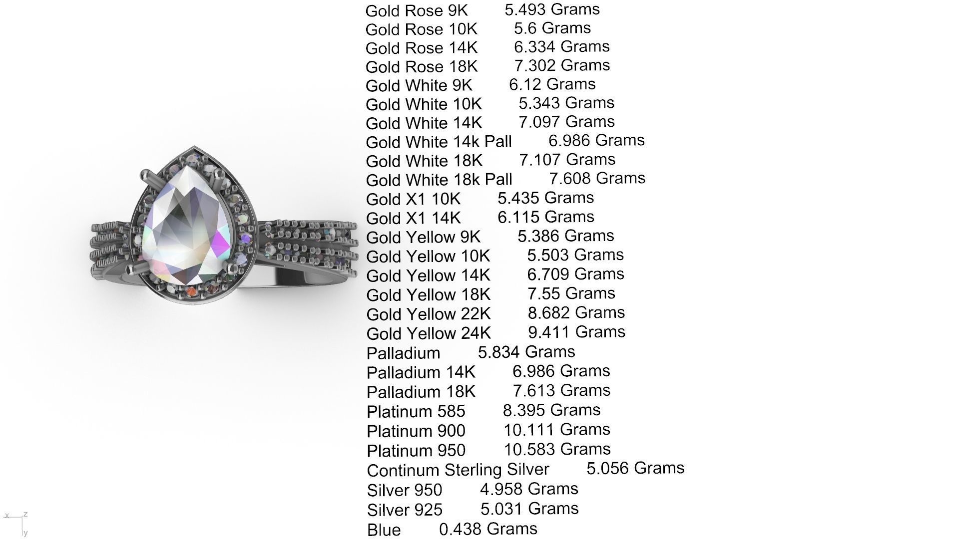 pear brilliant  designer ring stl verified  3D print model_21