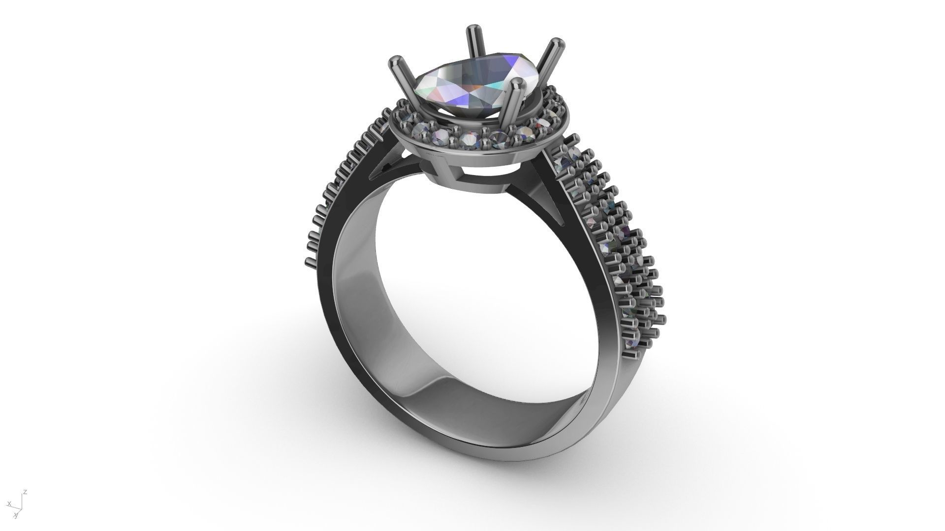 pear brilliant  designer ring stl verified  3D print model_20