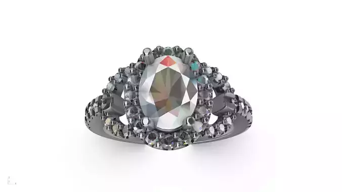 oval brilliant  halo diamond shank ring stl verified 