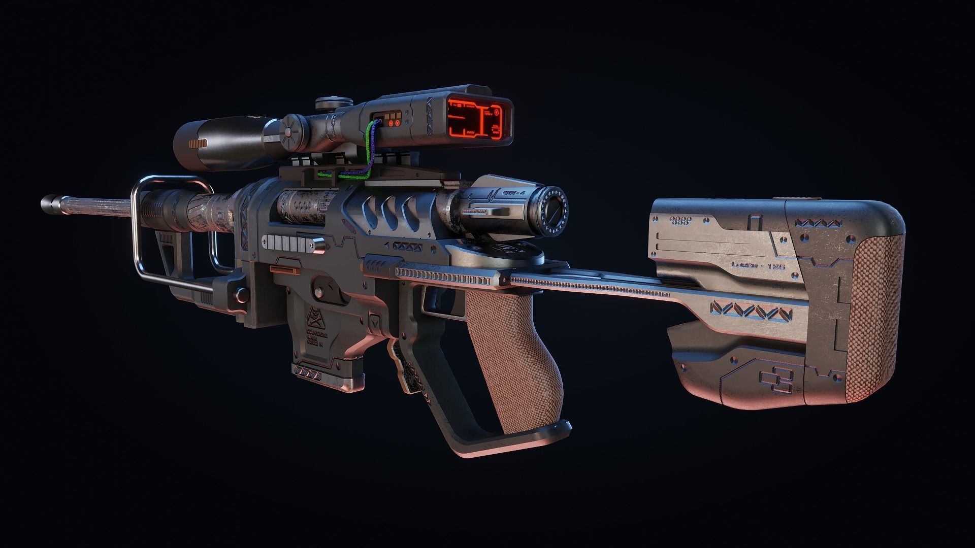 Sci-Fi sniper rifle 3D model_2
