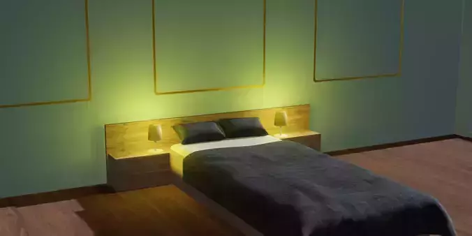 BedRoom with walls and bed