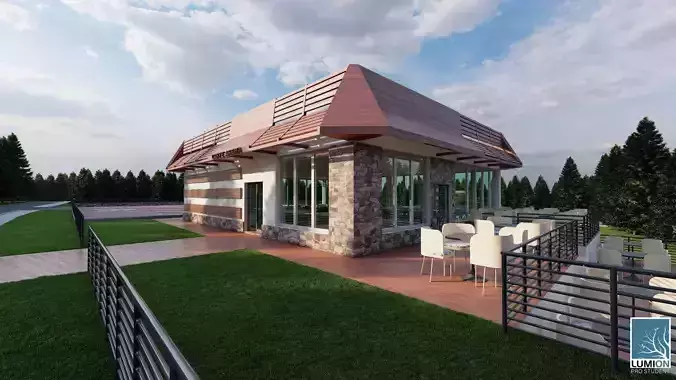 Go-Kart restaurant with outdoor seating