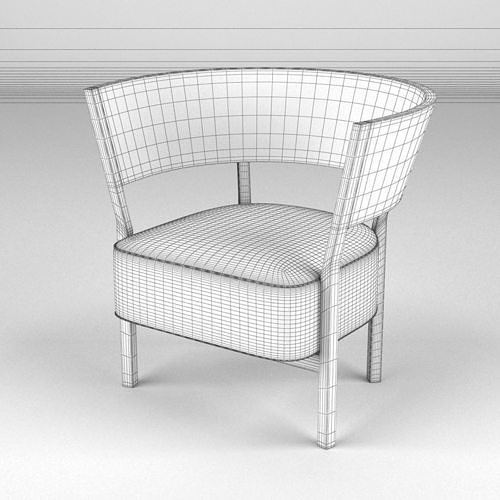 Tosai Lounge Chair 1 3D model 6