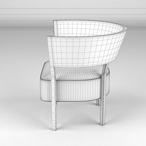 Tosai Lounge Chair 1 3D model 7
