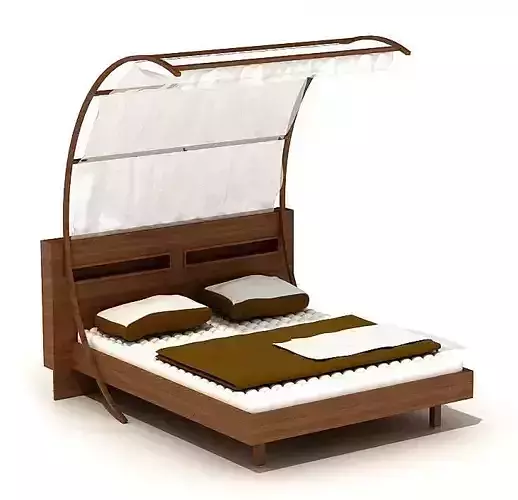Brown Bed With An Arch Overhard