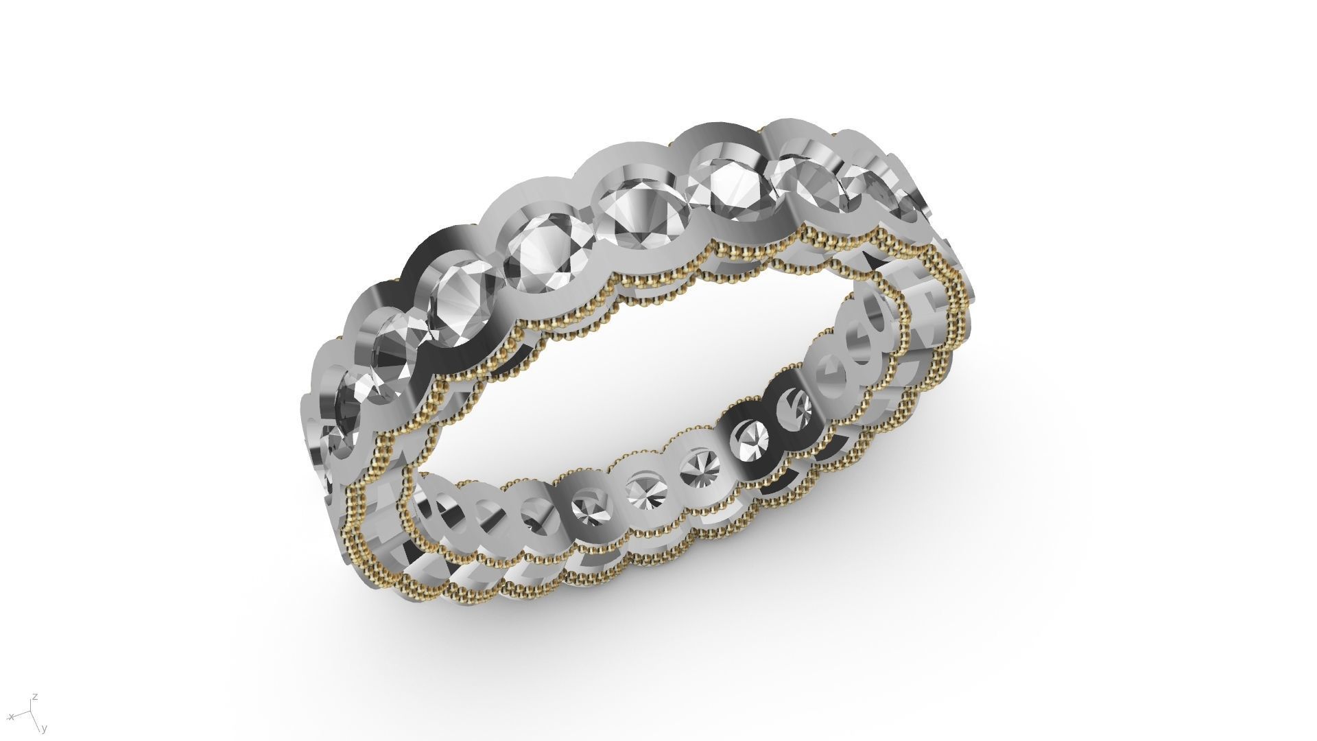 milgrain round brilliant eternity ring stl verified  3D print model_12