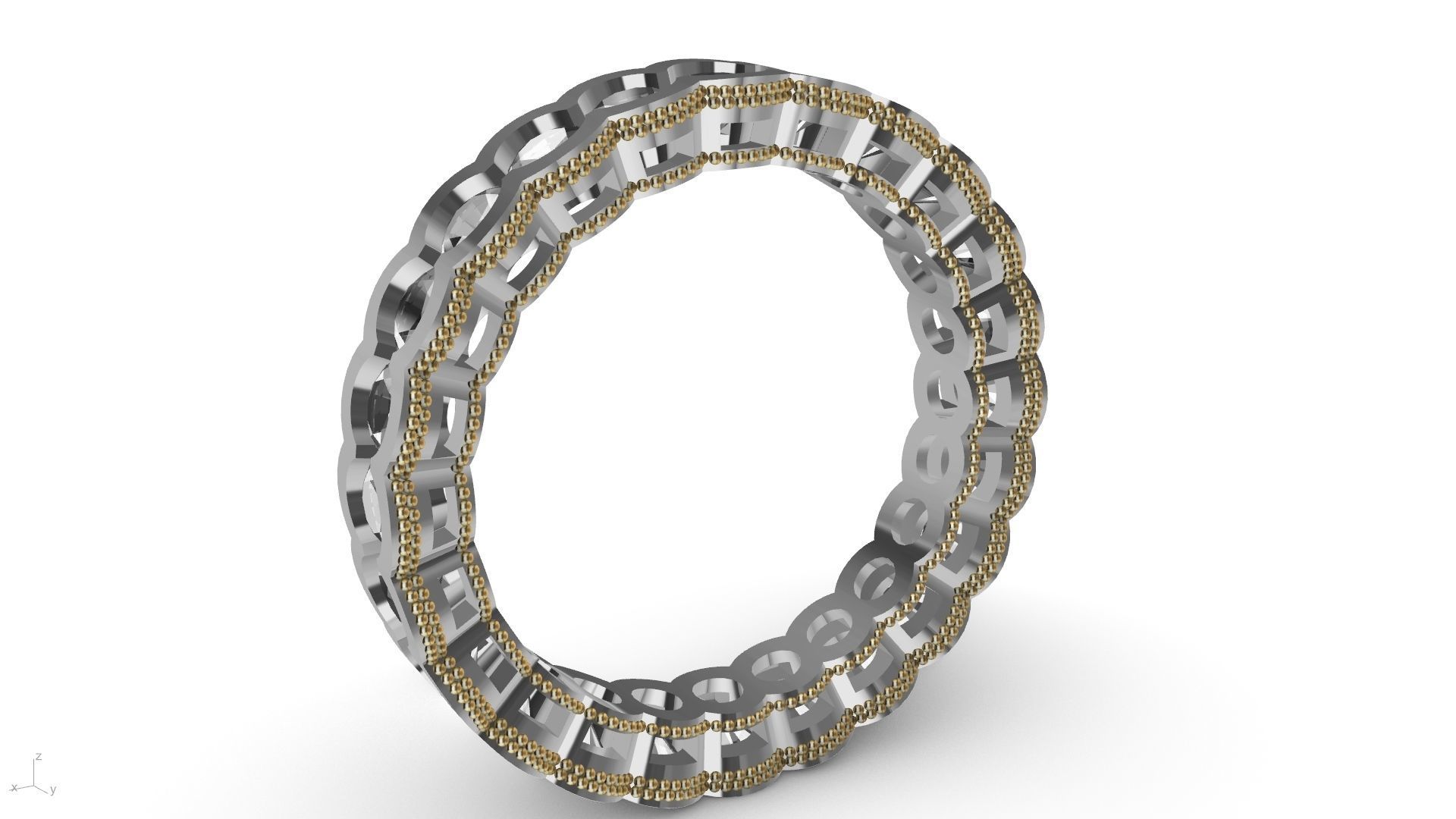 milgrain round brilliant eternity ring stl verified  3D print model_11