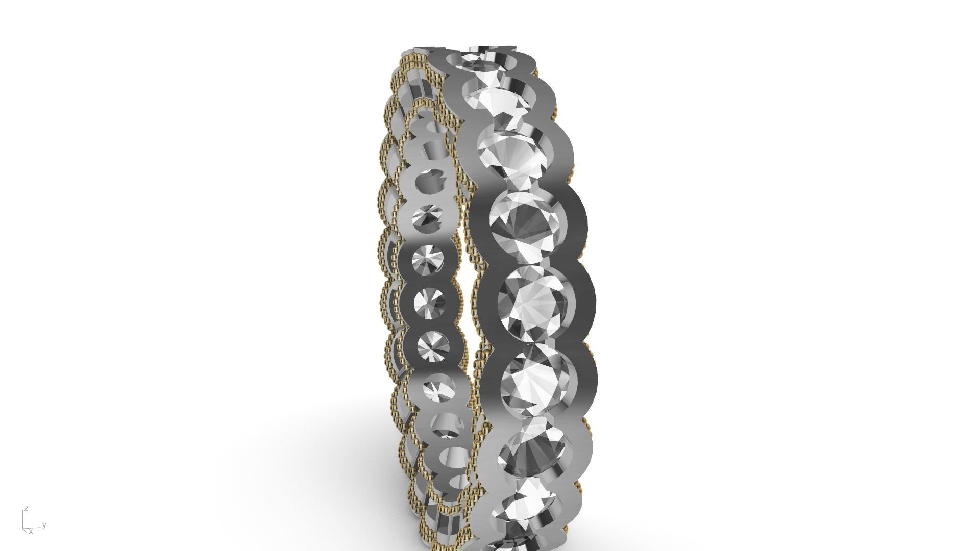 milgrain round brilliant eternity ring stl verified  3D print model_10
