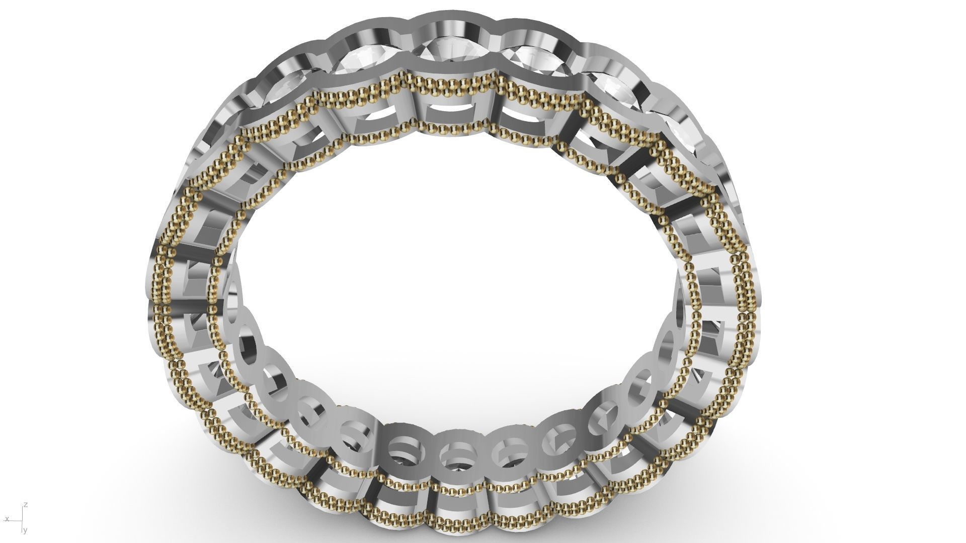 milgrain round brilliant eternity ring stl verified  3D print model_1