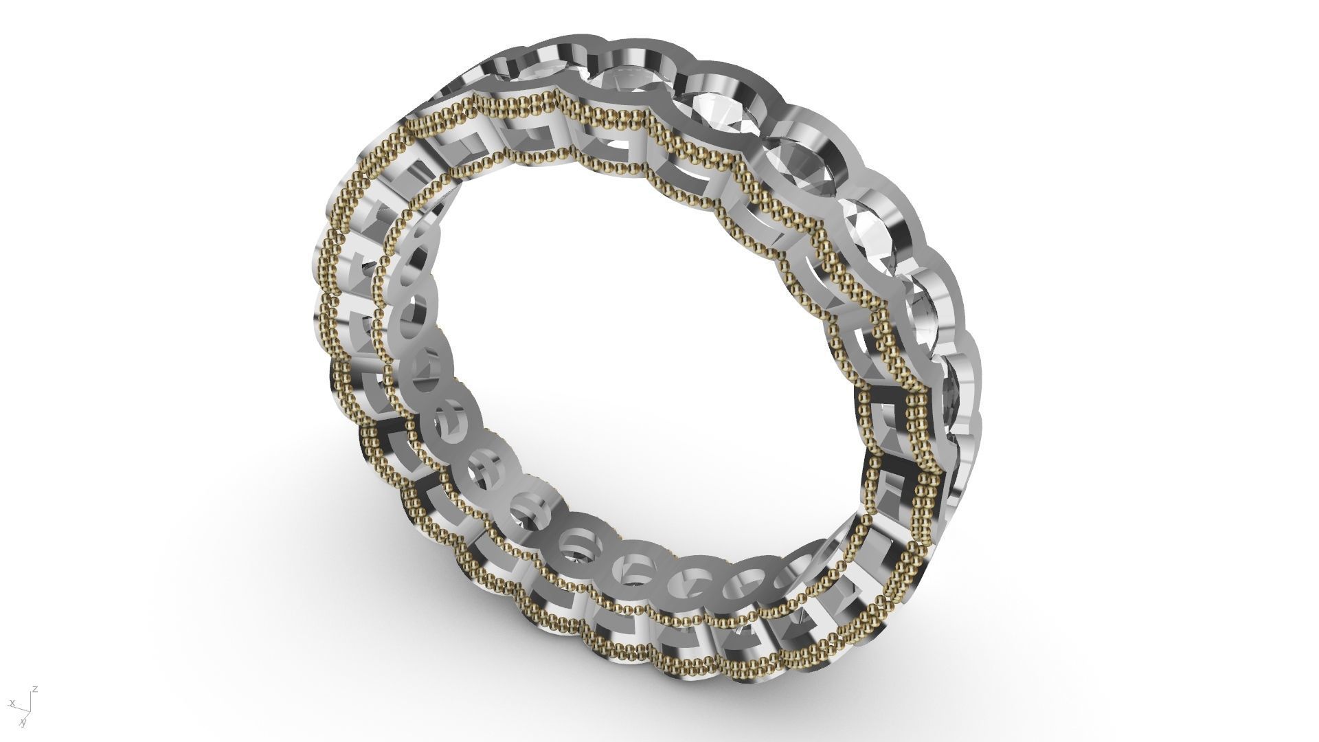milgrain round brilliant eternity ring stl verified  3D print model_5