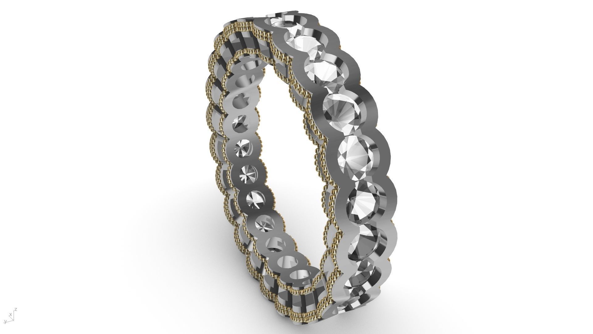 milgrain round brilliant eternity ring stl verified  3D print model_6