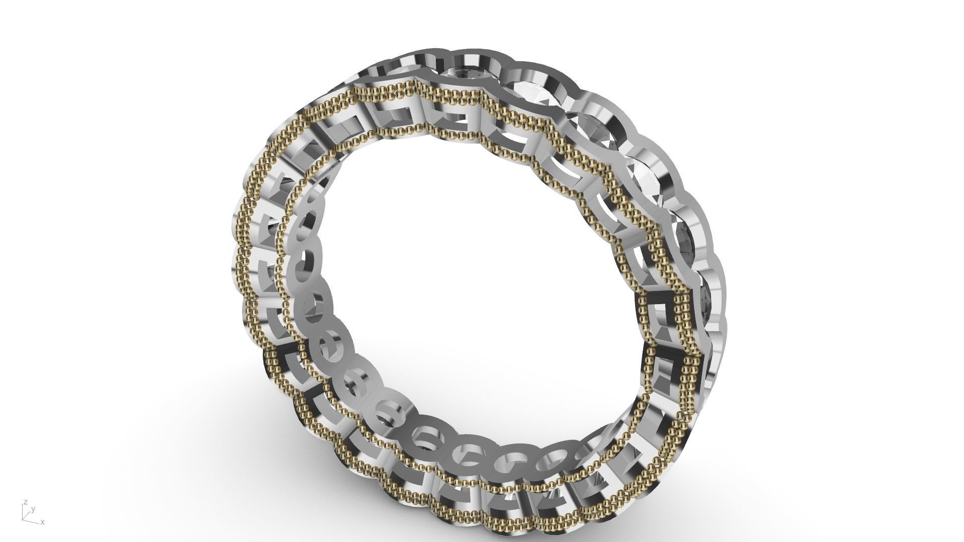 milgrain round brilliant eternity ring stl verified  3D print model_9