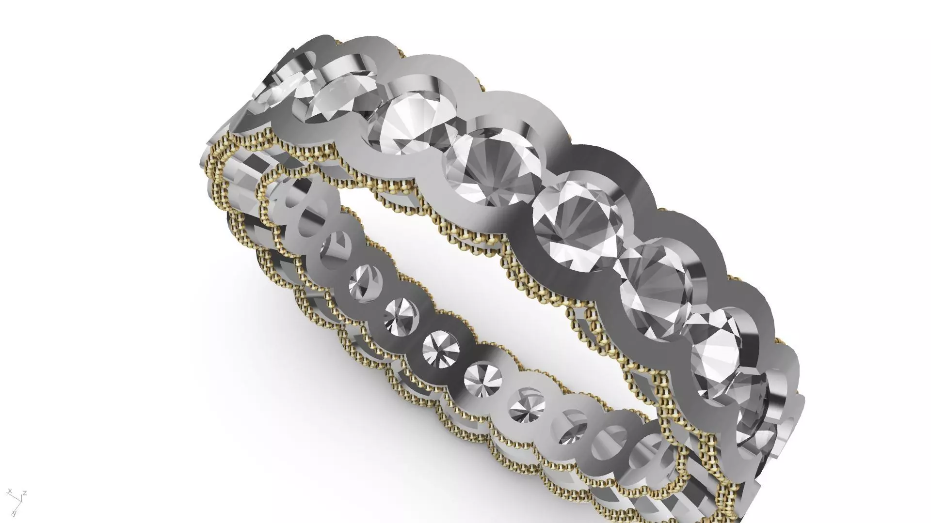 milgrain round brilliant eternity ring stl verified  3D print model_0