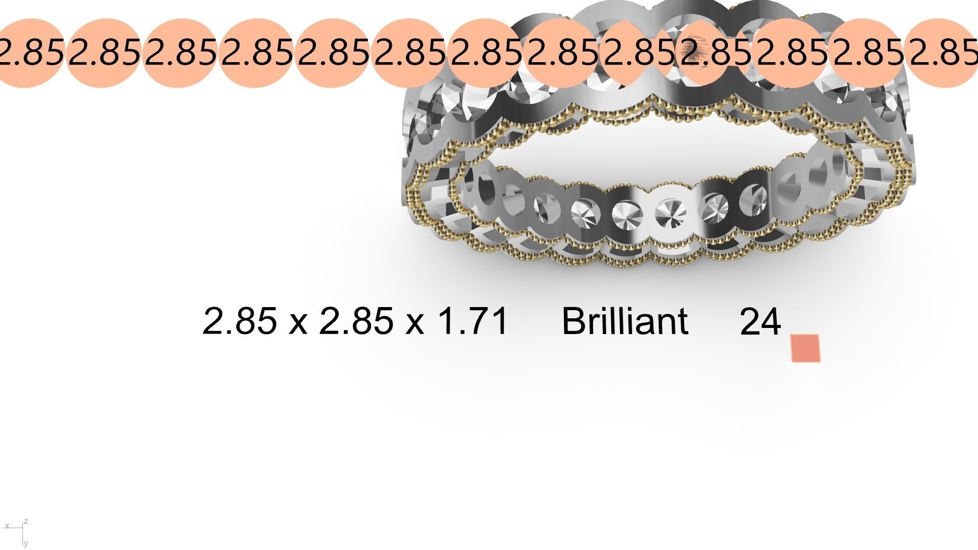 milgrain round brilliant eternity ring stl verified  3D print model_13