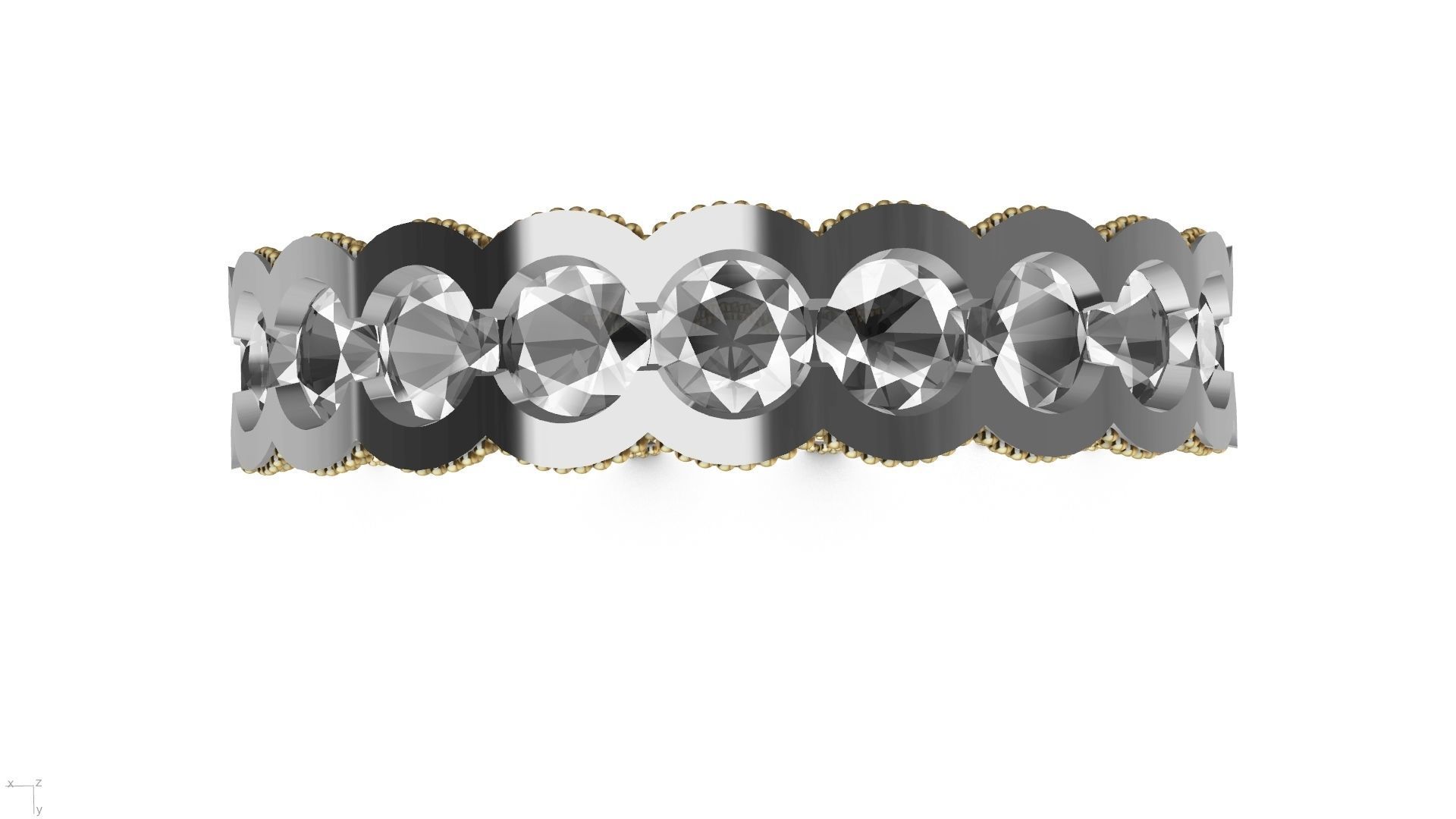 milgrain round brilliant eternity ring stl verified  3D print model_2