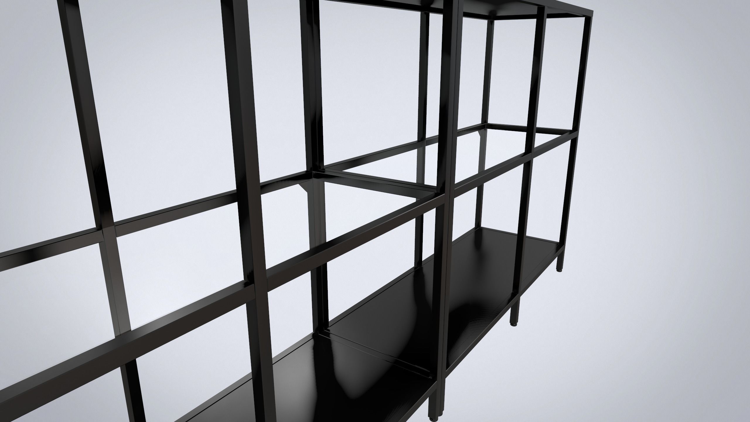 IKEA storage combination VITTSJO black metal with glass Low-poly 3D model_4
