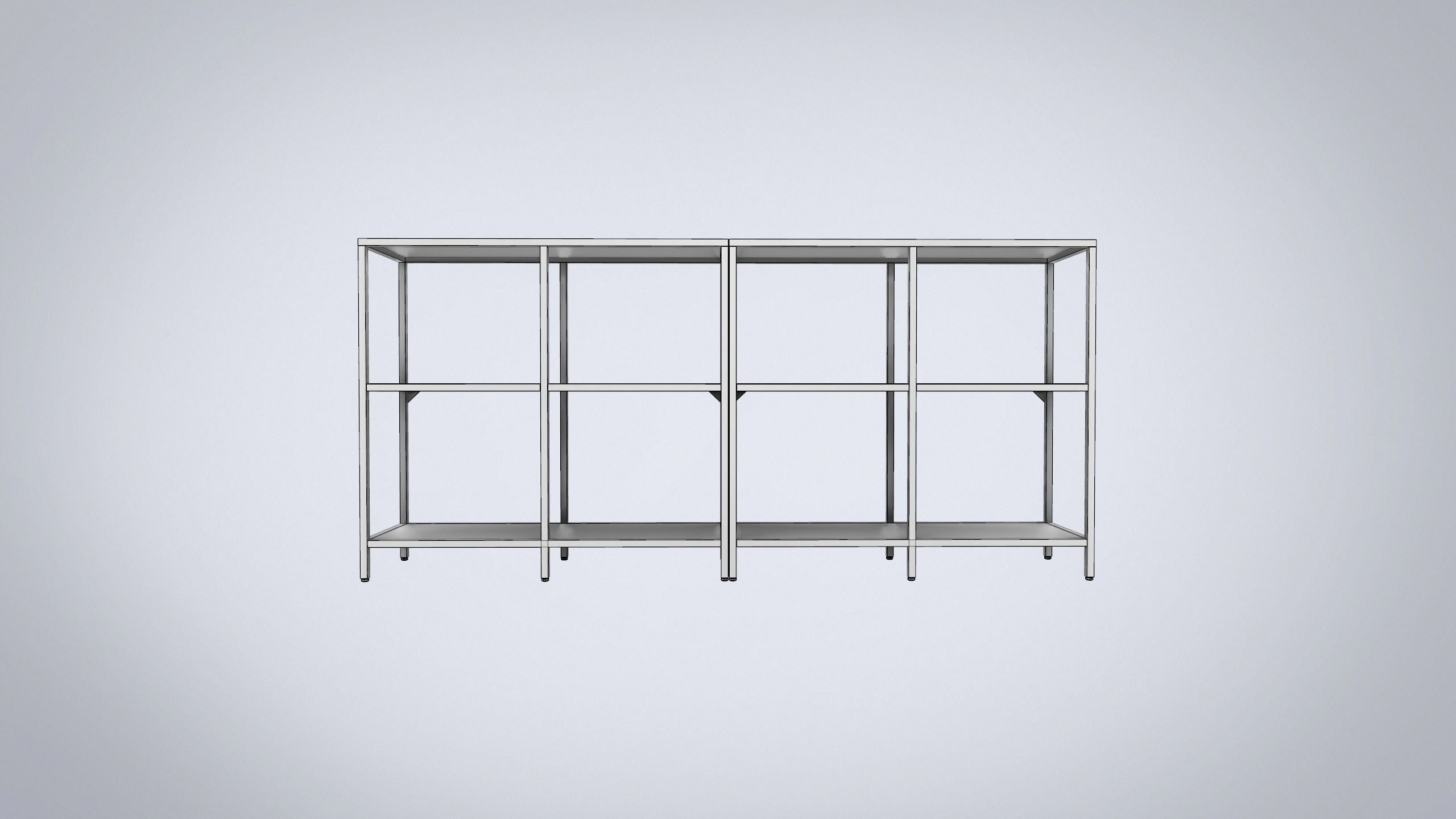 IKEA storage combination VITTSJO black metal with glass Low-poly 3D model_5