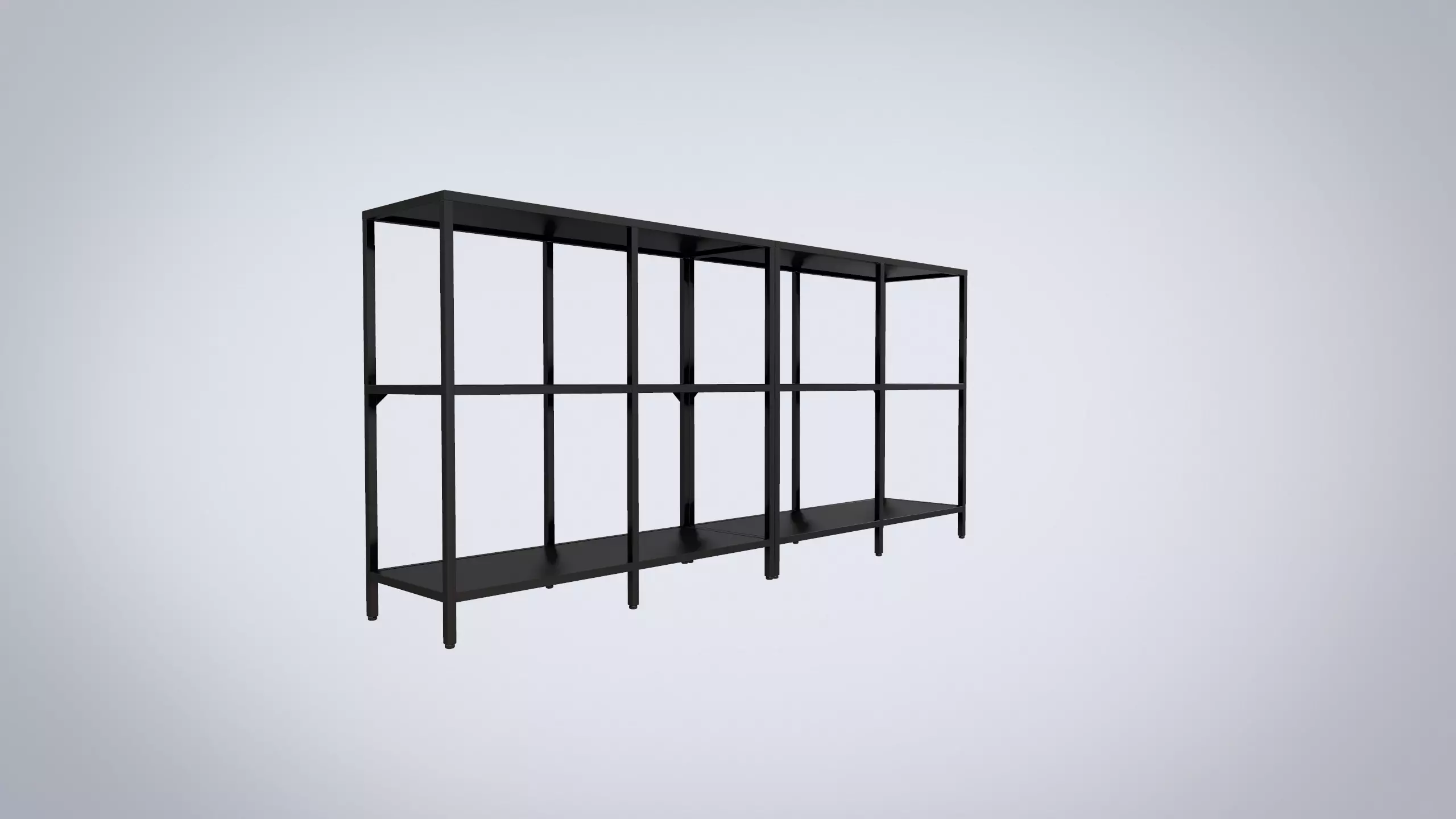 IKEA storage combination VITTSJO black metal with glass Low-poly 3D model_0