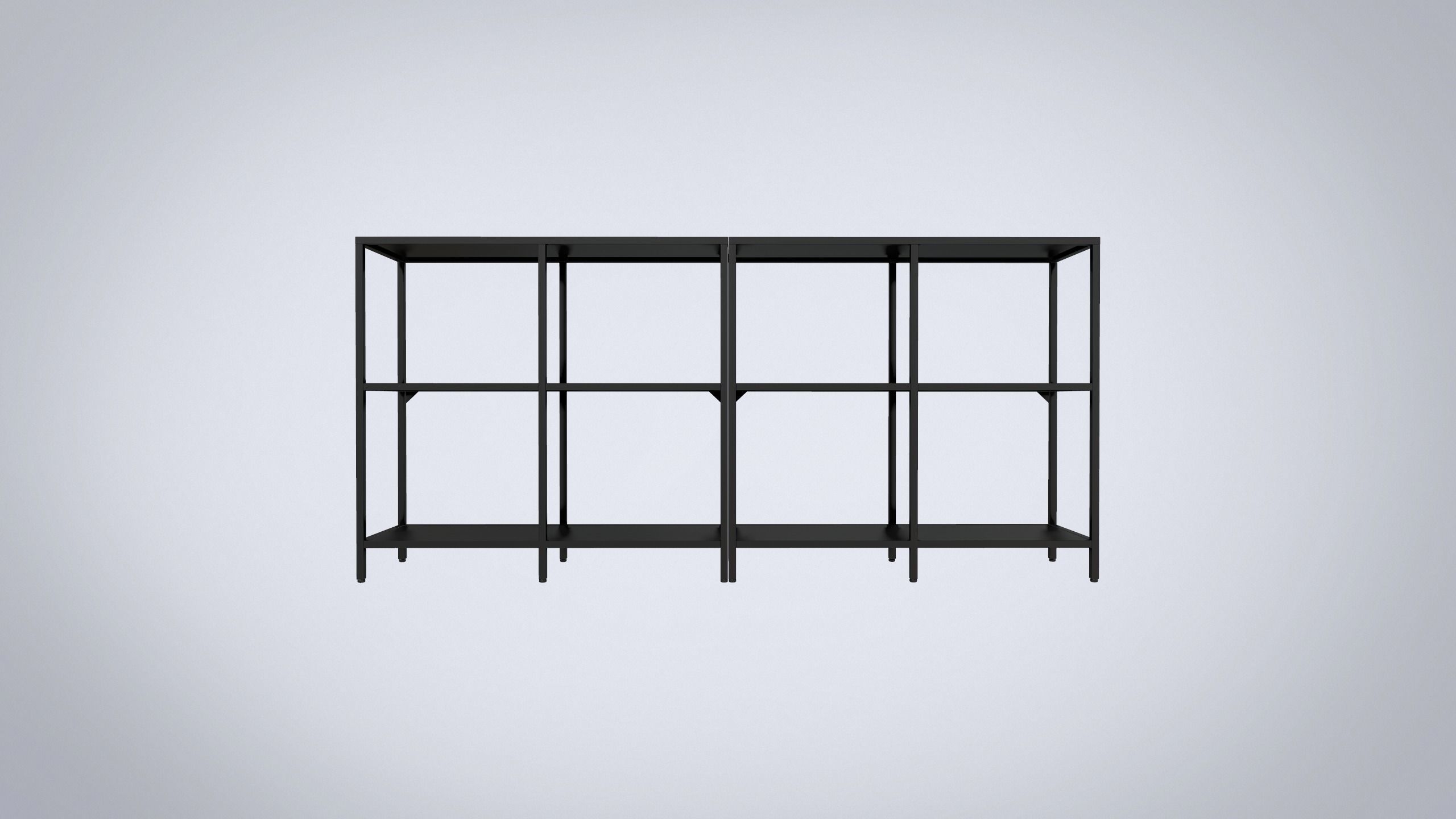 IKEA storage combination VITTSJO black metal with glass Low-poly 3D model_1