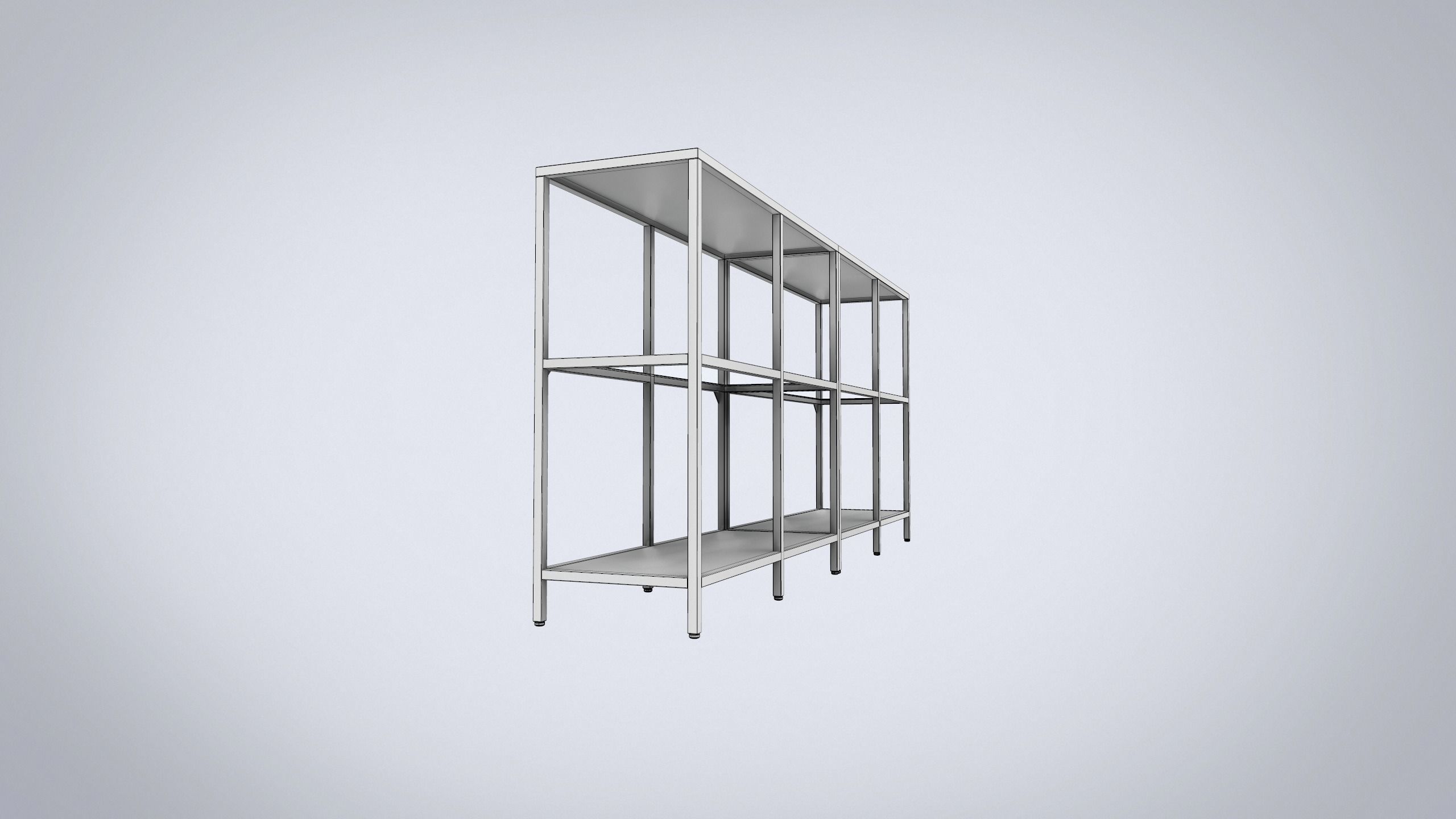 IKEA storage combination VITTSJO black metal with glass Low-poly 3D model_6