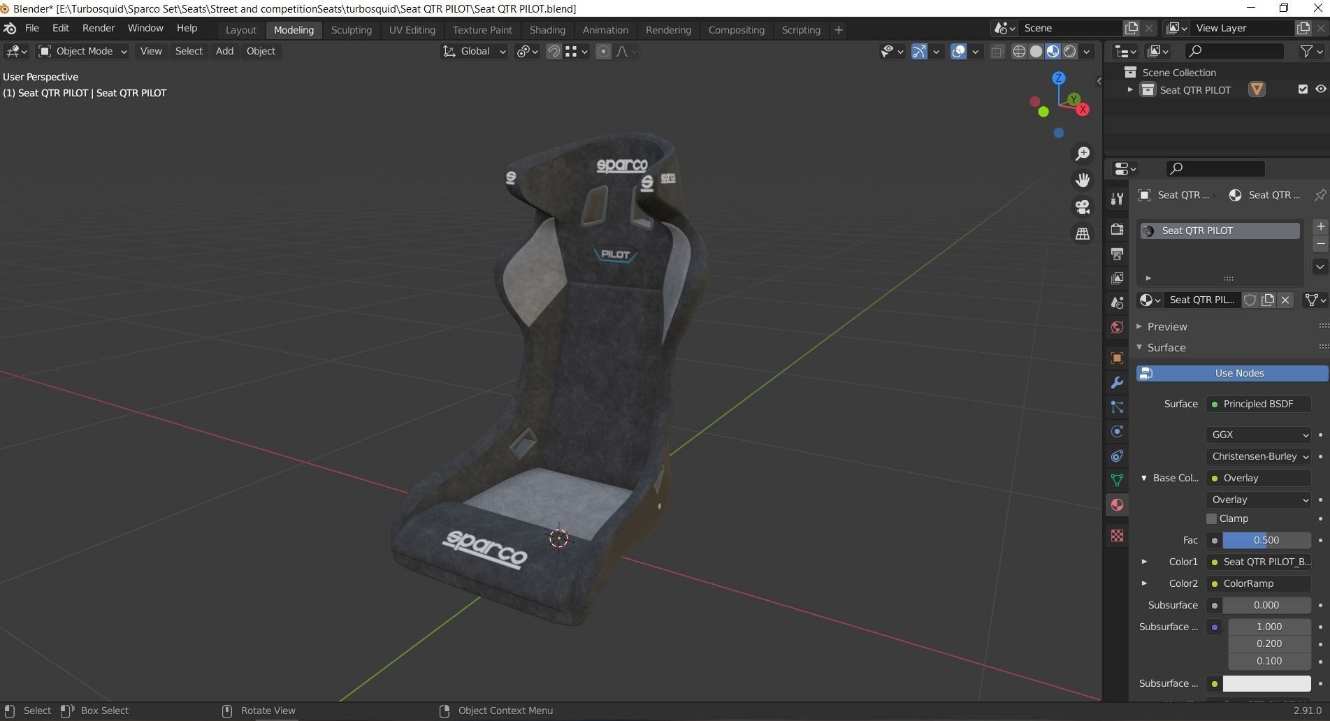 Racing Seat Sparco QTR PILOT Black 3D model_9