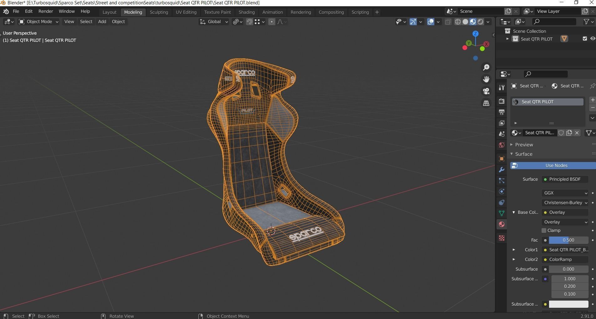 Racing Seat Sparco QTR PILOT Black 3D model_10