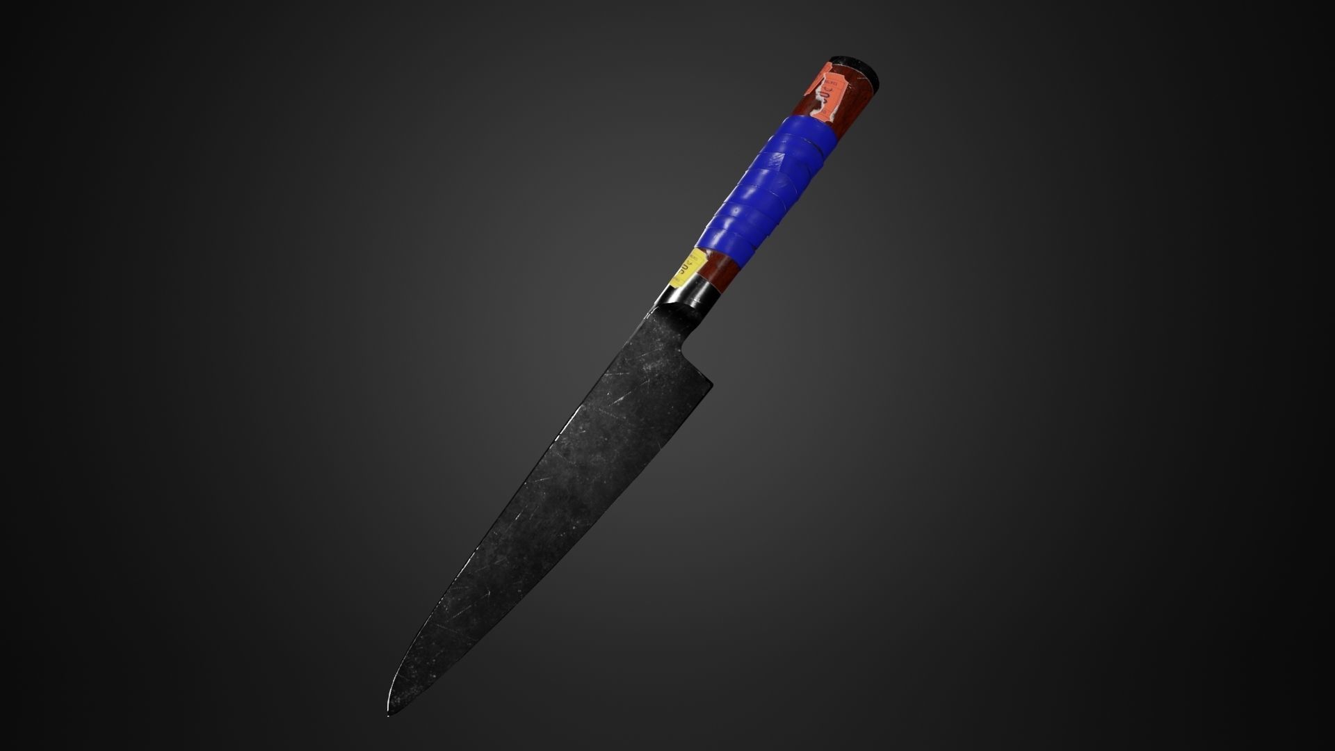 Game-ready Knife with Stickers and Tape Low-poly 3D model_2