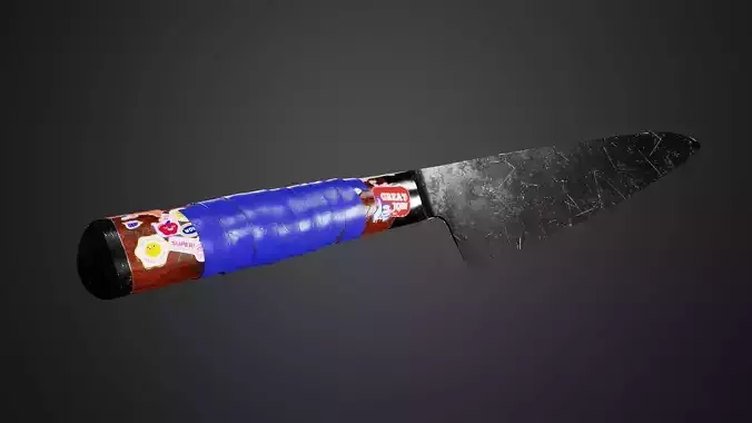 Game-ready Knife with Stickers and Tape